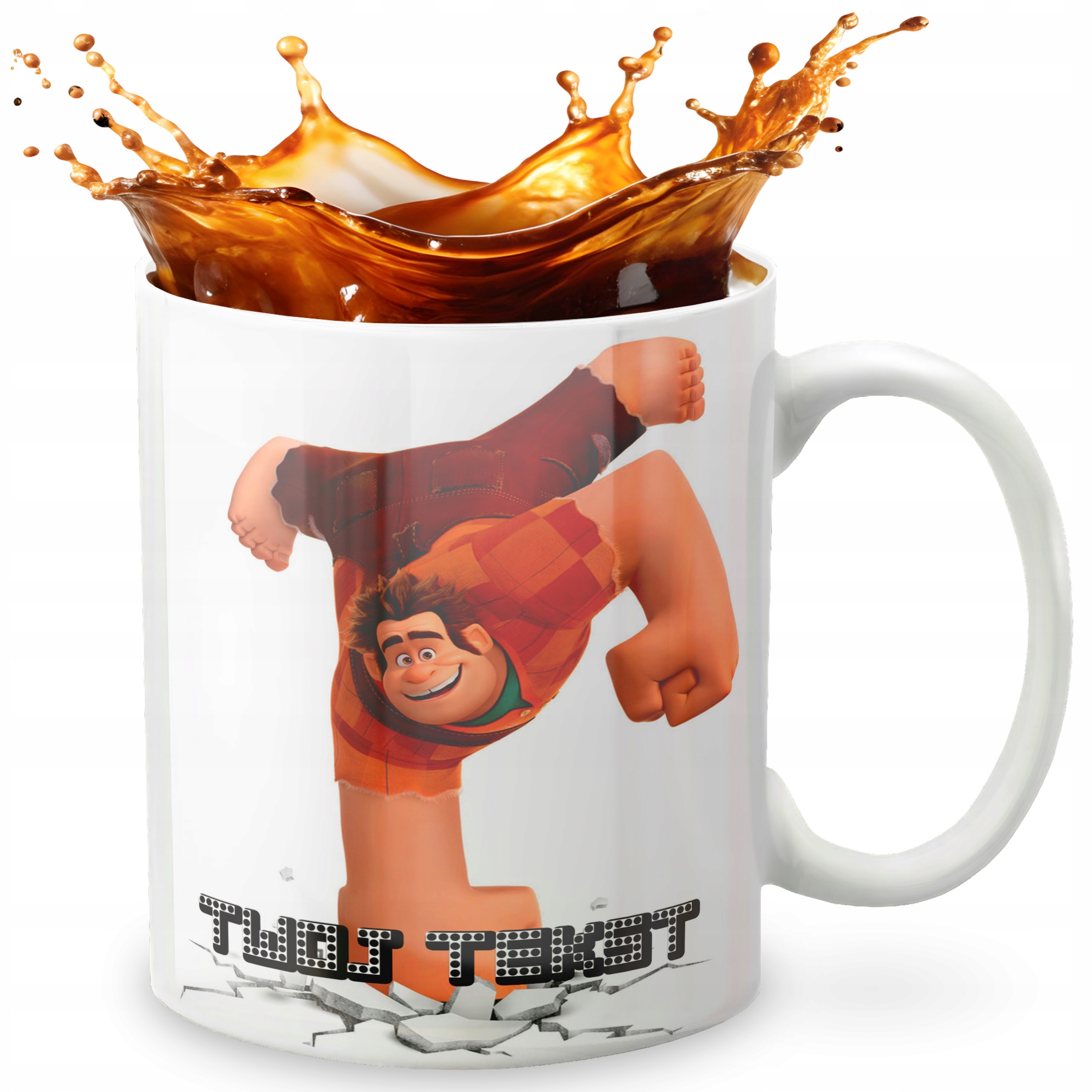 KUBEK 330ml GRAFIKA PREZENT ŚWIĘTA WZÓR - BAJKA RALF RALPH + IMIĘ