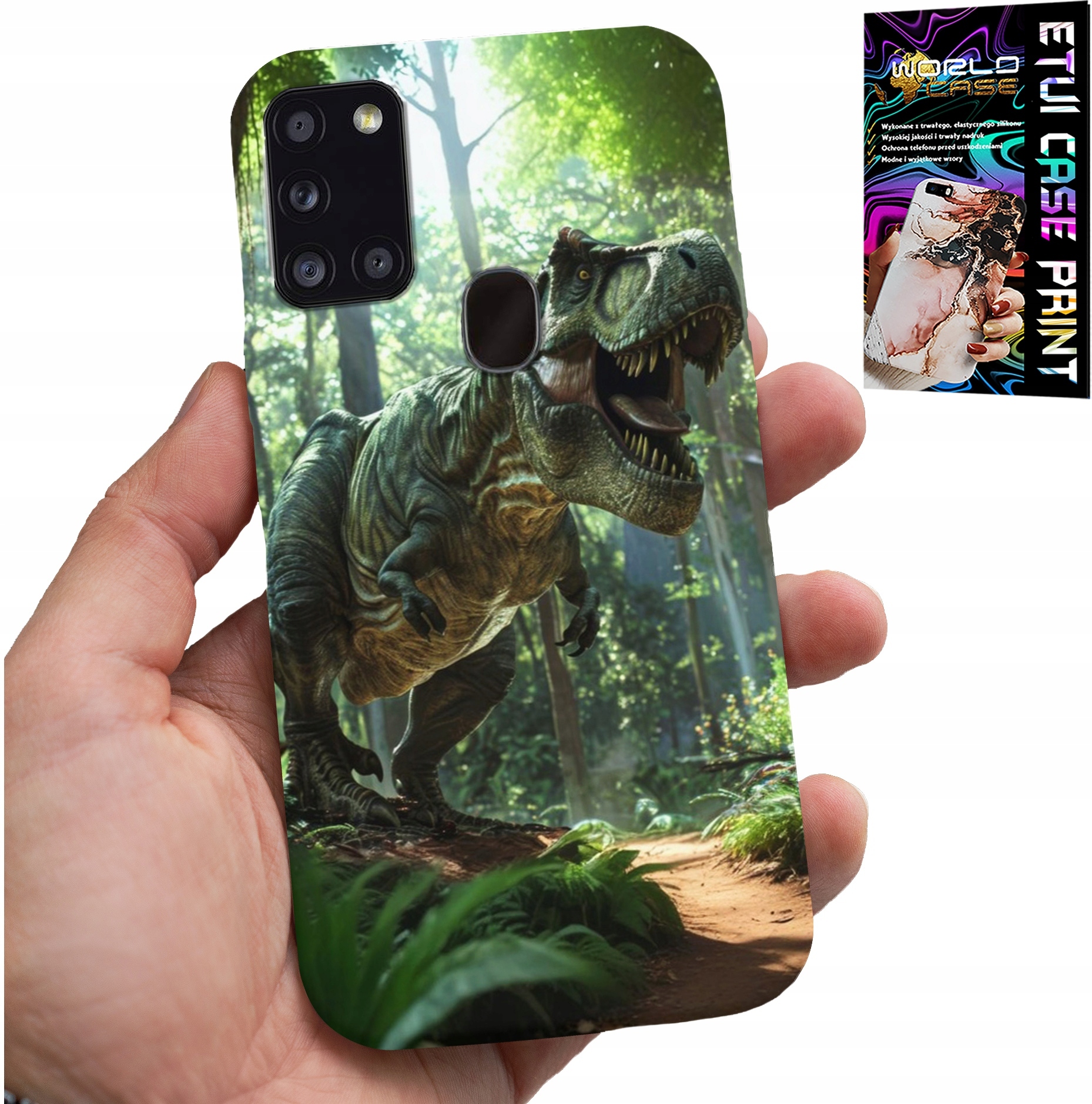 ETUI DO SAMSUNG GALAXY A21s - DINO DINOZAUR TYRANOZAUR CASE + SZKŁO