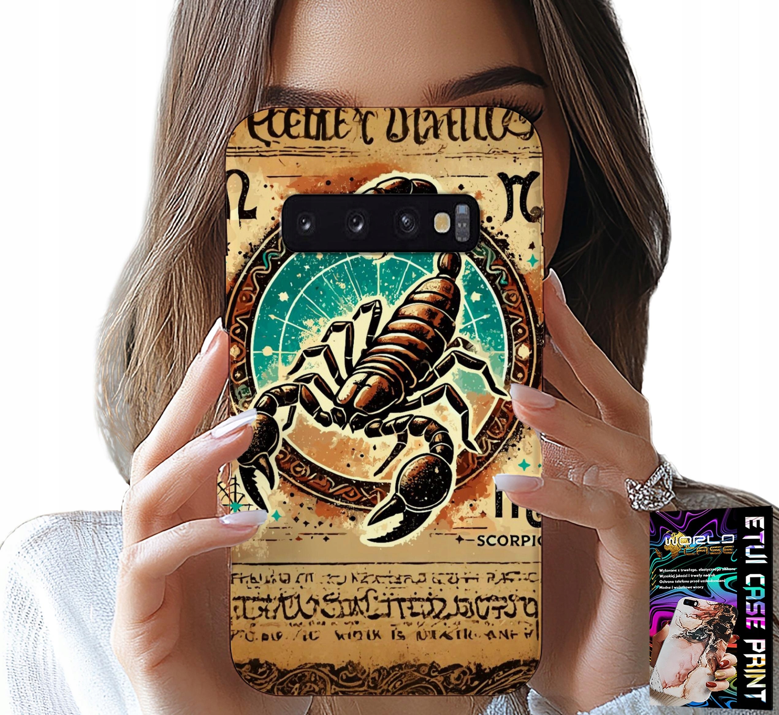 ETUI DO SAMSUNG GALAXY S10 PLUS - SKORPION ZNAK ZODIAKU ASTRONOMIA + FOLIA