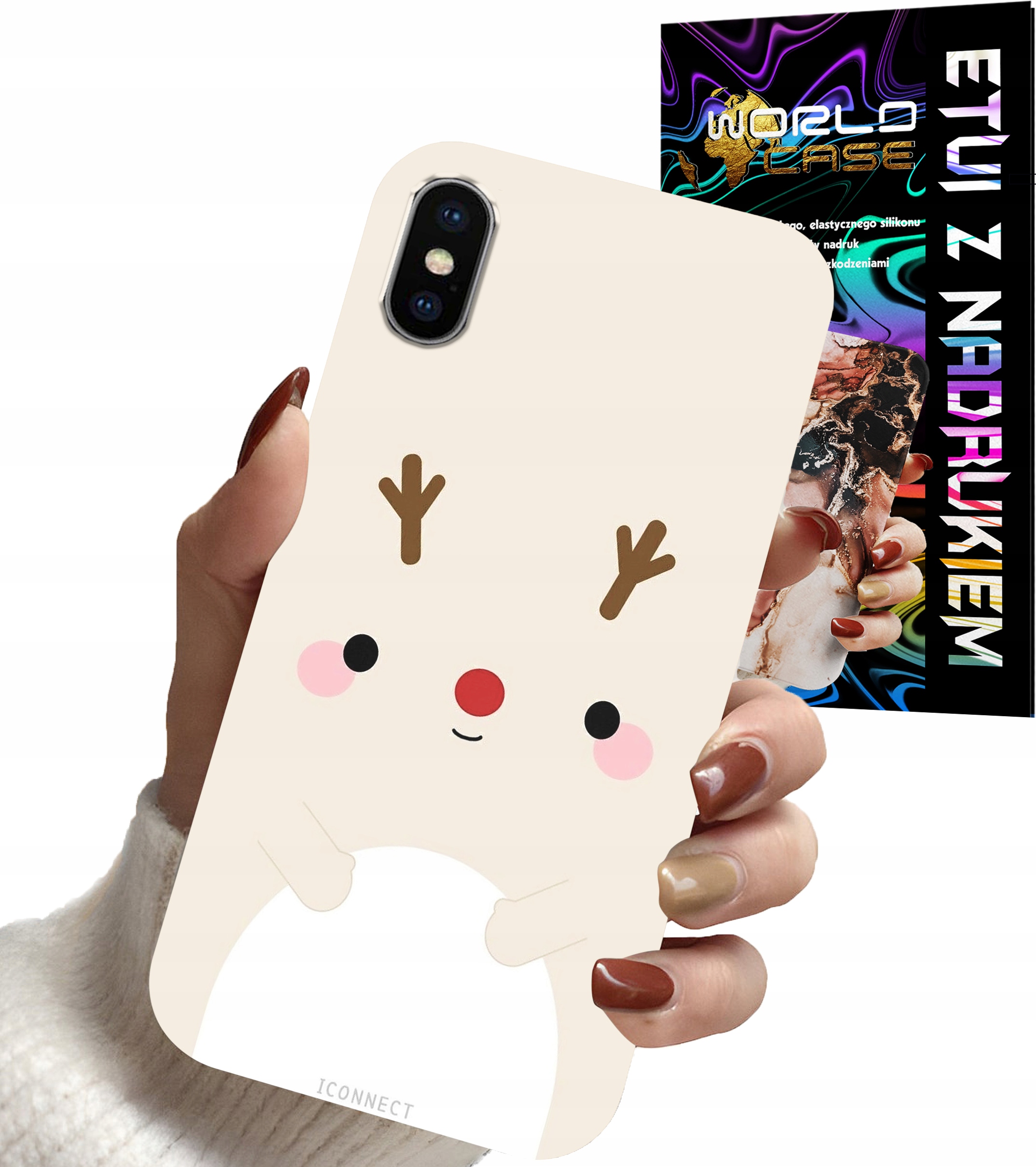 ETUI CASE DO IPHONE X / XS - ŚWIĄTECZNE WZORY RENIFER MIKOŁAJ ŚWIĘTA