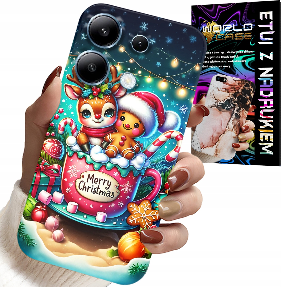 ETUI DO XIAOMI NOTE 13 4G - RENIFER Z PIERNIKIEM MERRY CHRISTMAS
