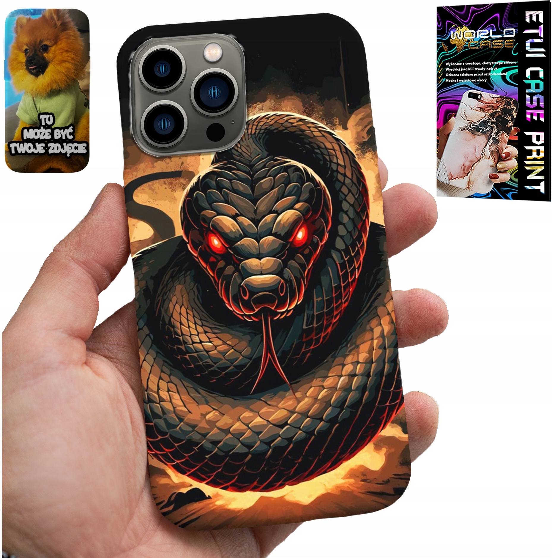 ETUI DO IPHONE 13 PRO - WĄŻ, WĘŻE KOBRA GRZECHOTNIK CASE + FOLIA