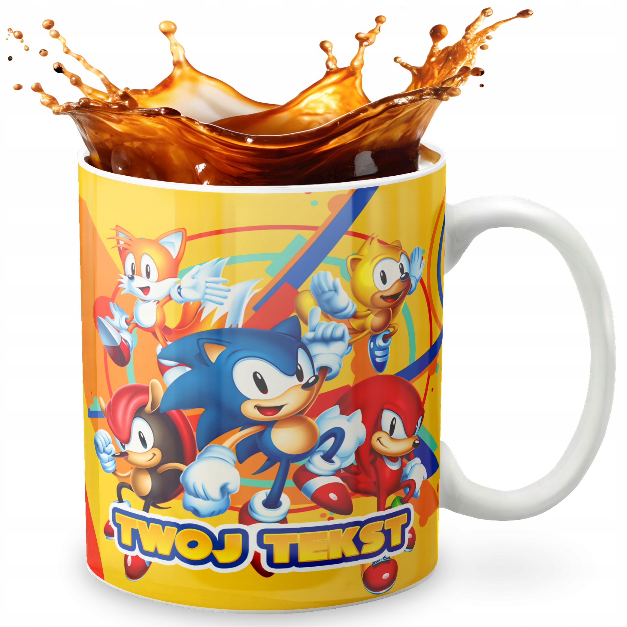 KUBEK 330ml GRAFIKA PREZENT ŚWIĘTA WZÓR - GRA SONIC + IMIĘ