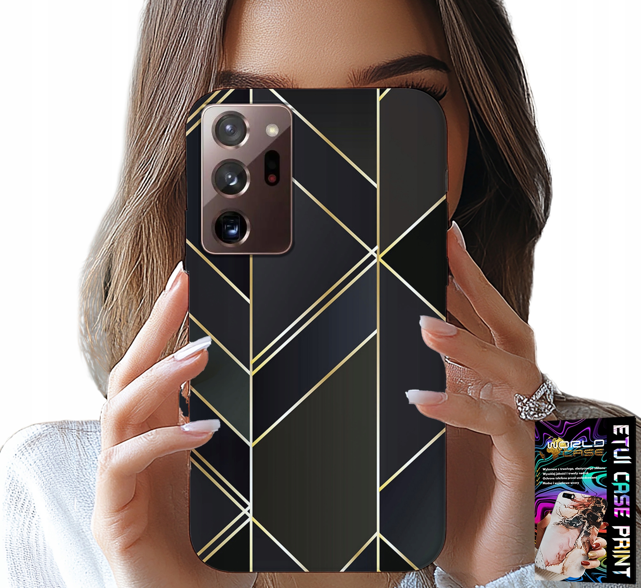 ETUI DO SAMSUNG NOTE 20 ULTRA - ZŁOTE RAMKI, ELEGANCKIE WZORY + FOLIA