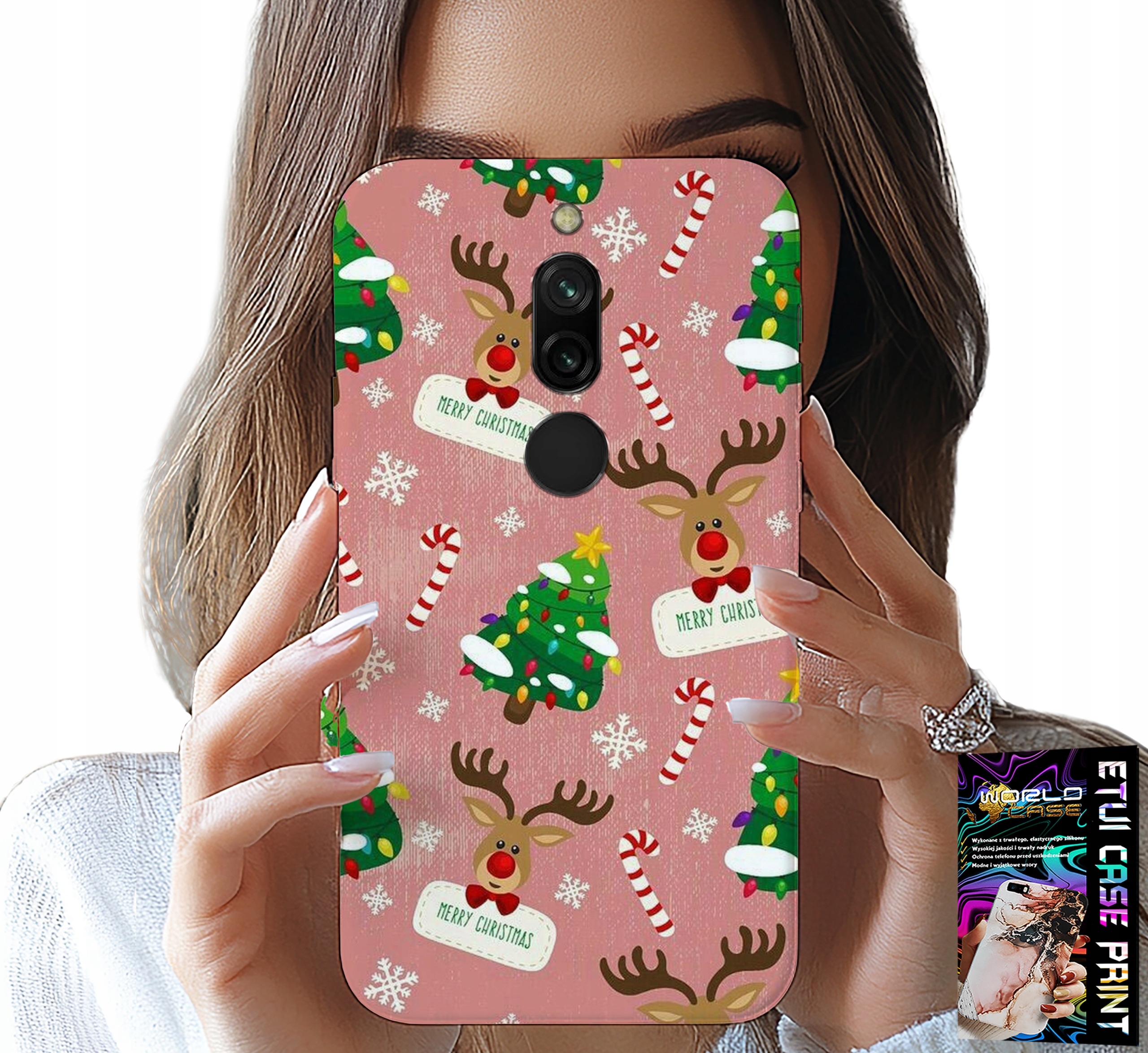 ETUI DO XIAOMI REDMI 8 - ŚWIĄTECZNE RENIFERY CHOINKI LASKA WZORY