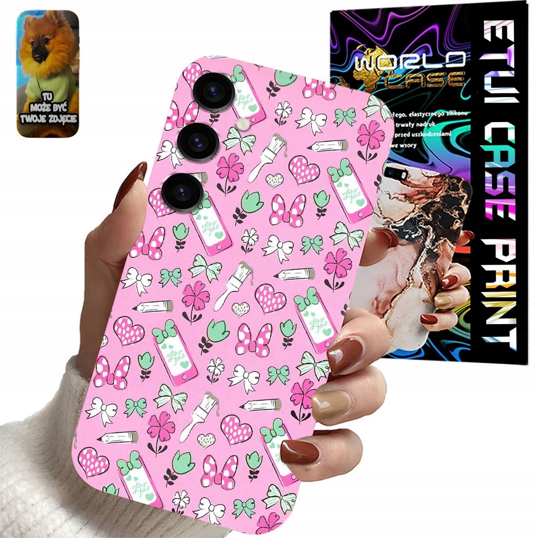 ETUI CASE SAMSUNG GALAXY S24 WZORY DLA DZIEWCZYNKI KOKARDKI + SZKŁO