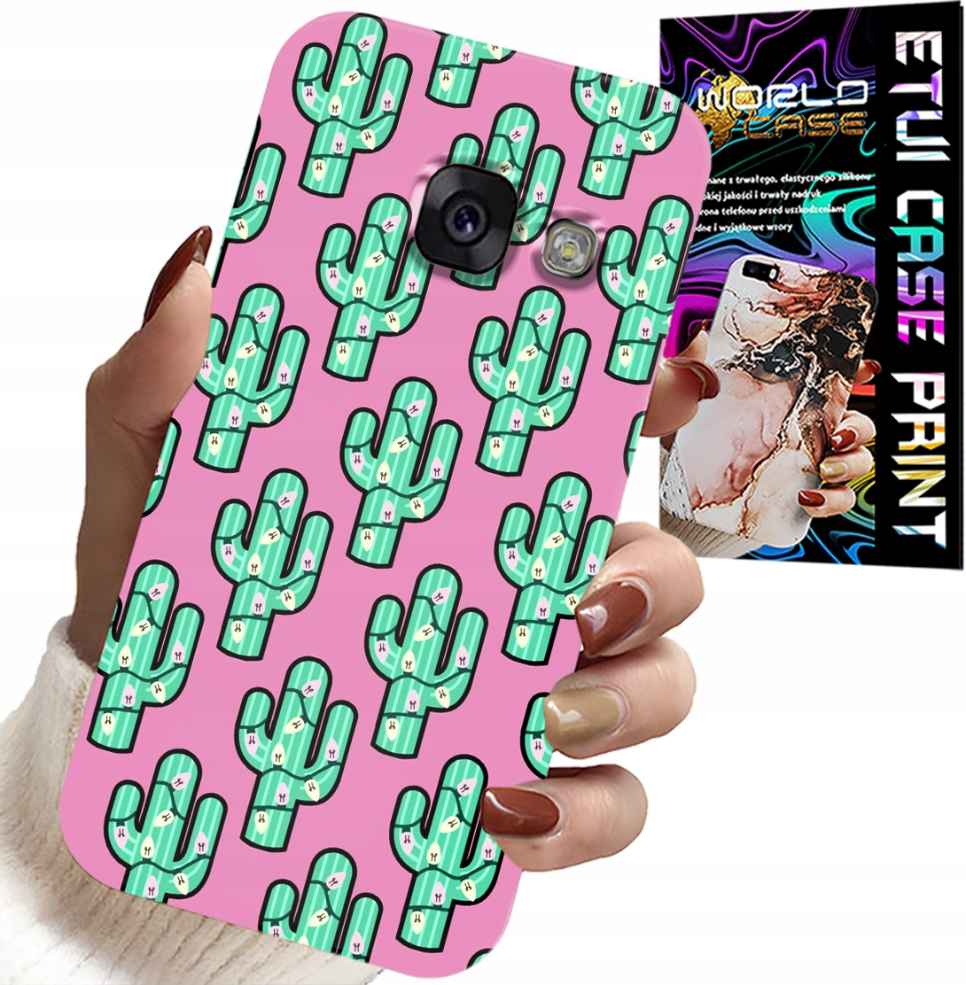 ETUI DO SAMSUNG A5 2017 - KAKTUSY, KAKTUS NA RÓŻOWYM TLE + FOLIA