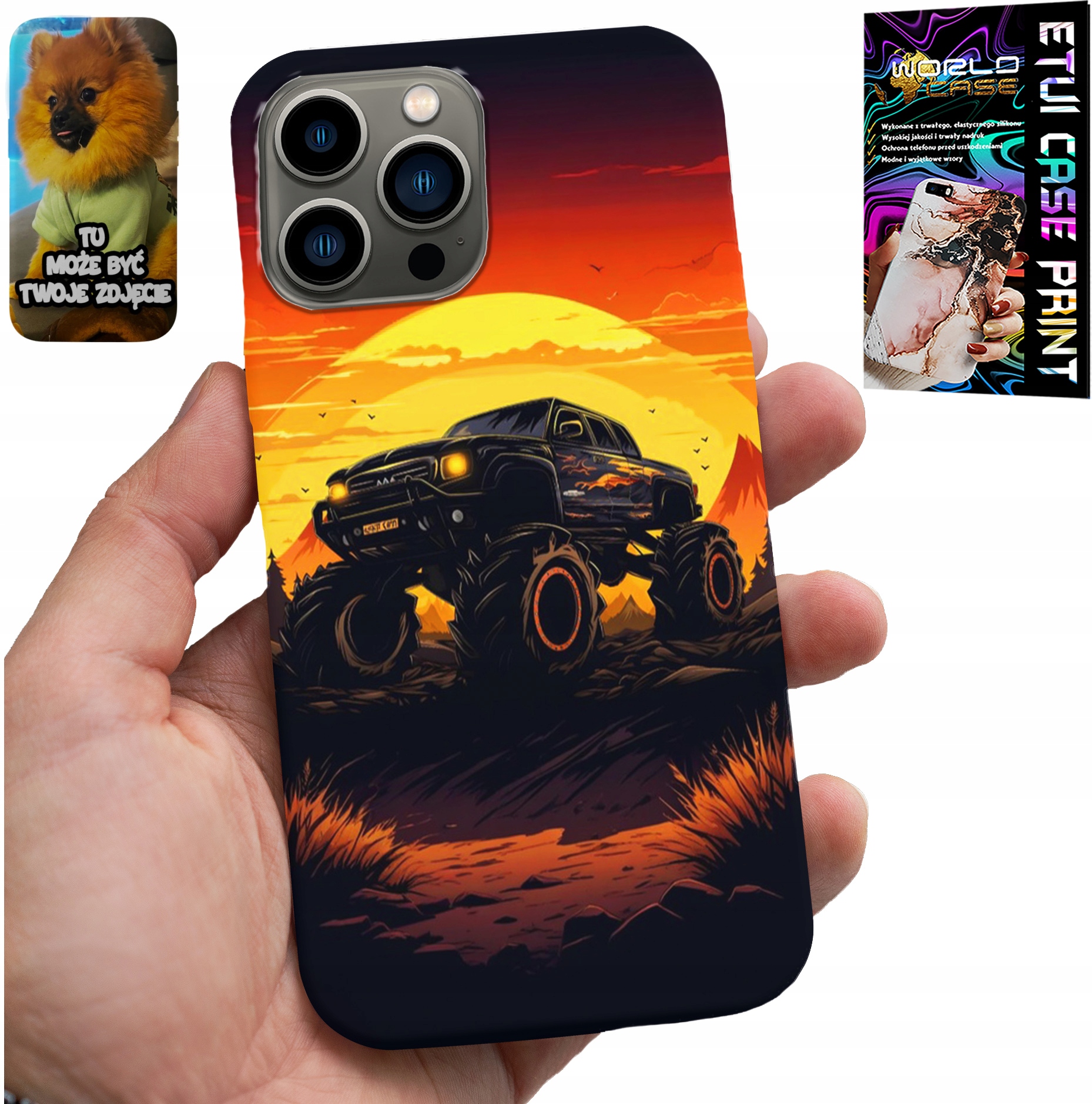 ETUI DO IPHONE 13 PRO - MONSTERTRUCK, CIĘŻARÓWKA, WZORY + SZKŁO