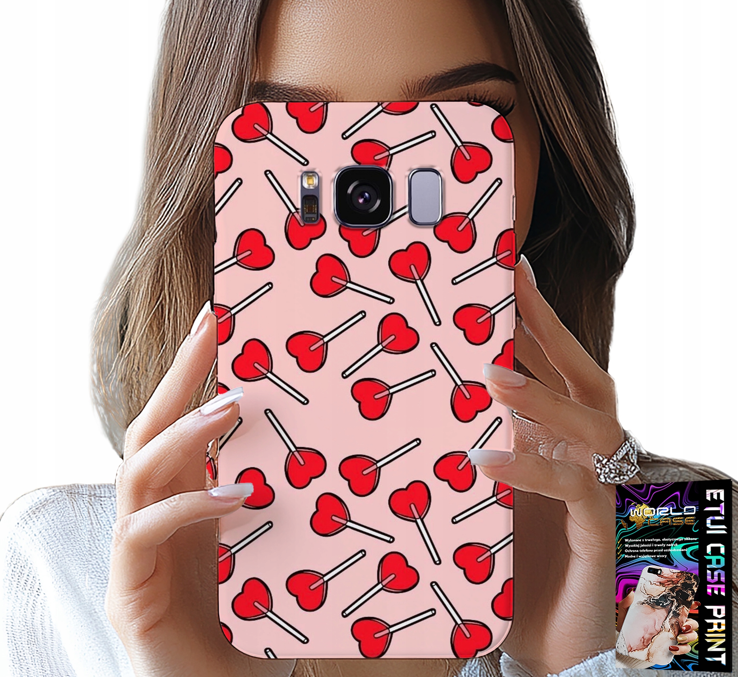 ETUI DO SAMSUNG GALAXY S8 - KOBIECE, MODNE WZORY LIZAKI W SERCA CASE