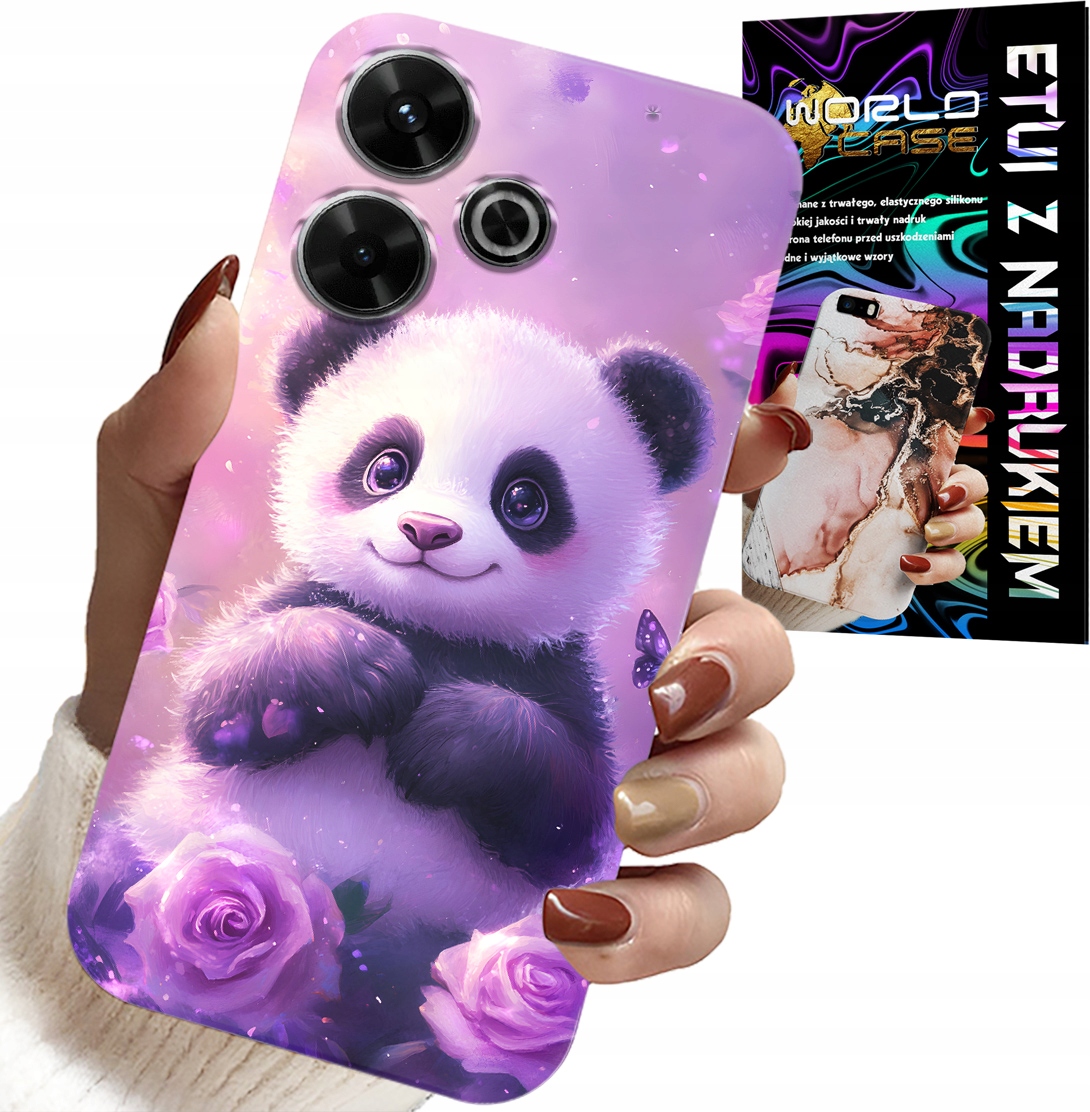 ETUI DO XIAOMI REDMI 13 4G - SŁODKA PANDA WZORY DLA DZIECI + SZKŁO