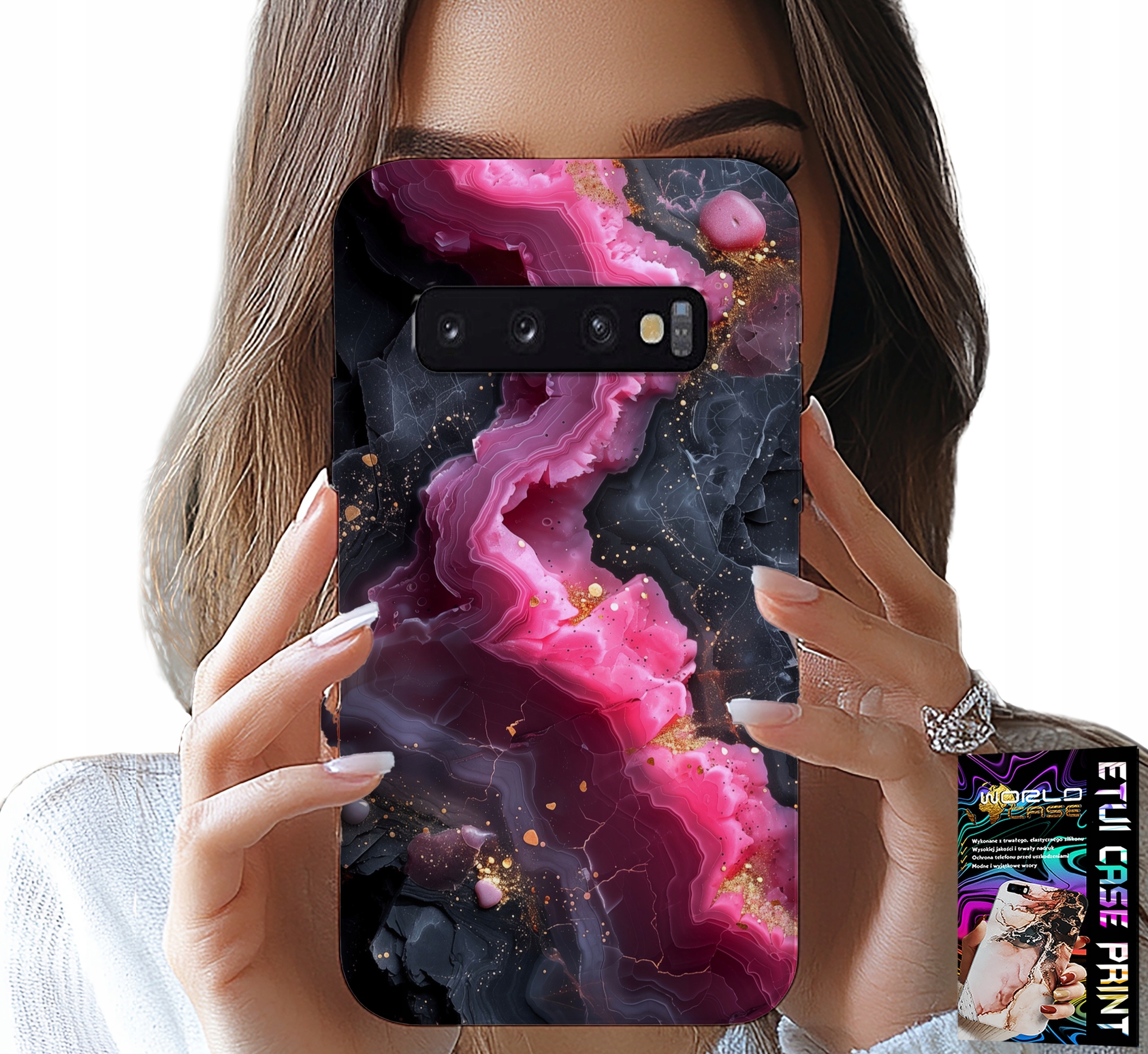 ETUI DO SAMSUNG GALAXY S10 PLUS - RÓŻOWY MARMUREK PLECKI, MODNE WZORY