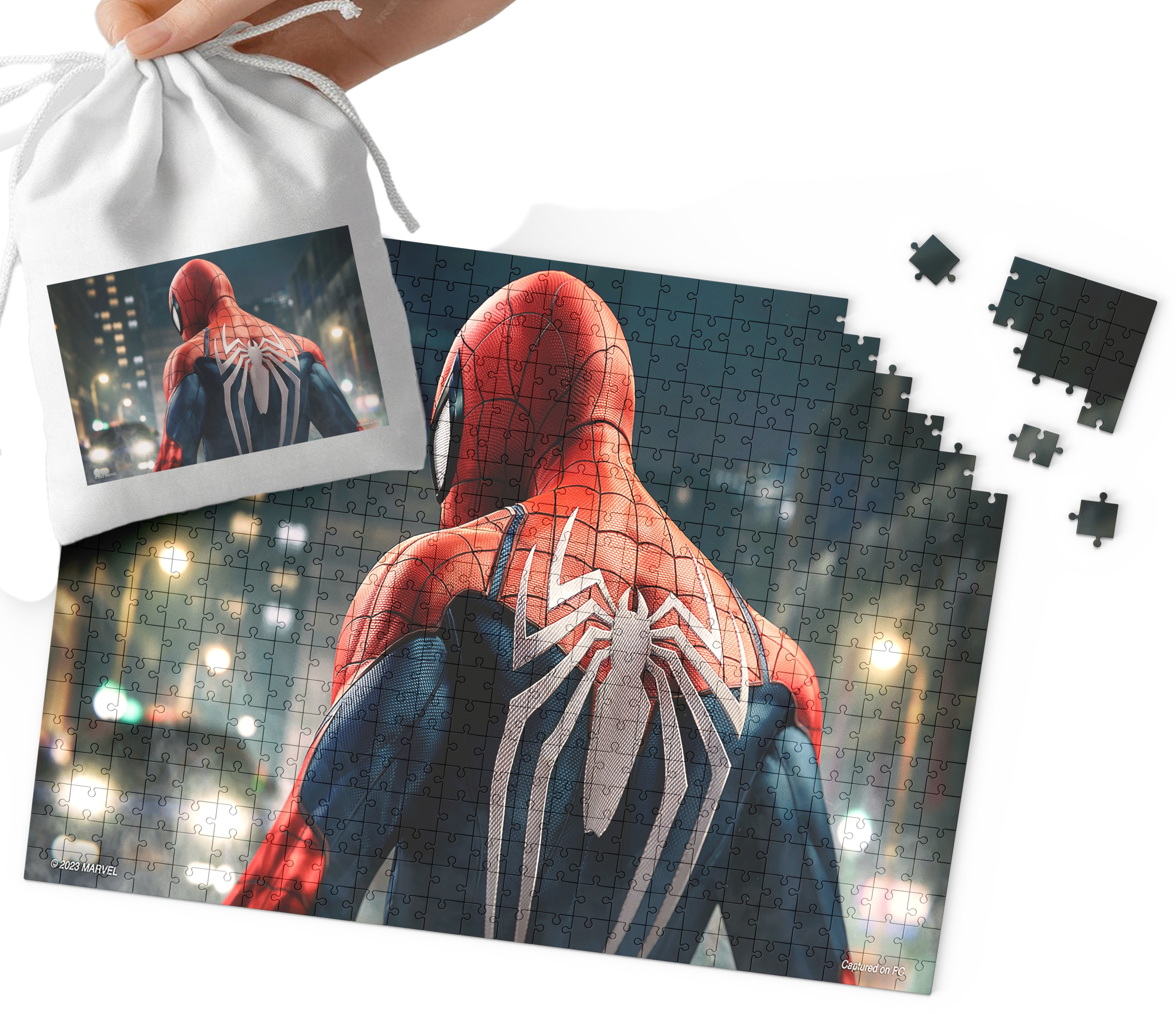 PUZZLE - SPIDER MAN WZORY Z BAJEK I GIER PREZENT DLA DZIECI 35el + WORECZEK