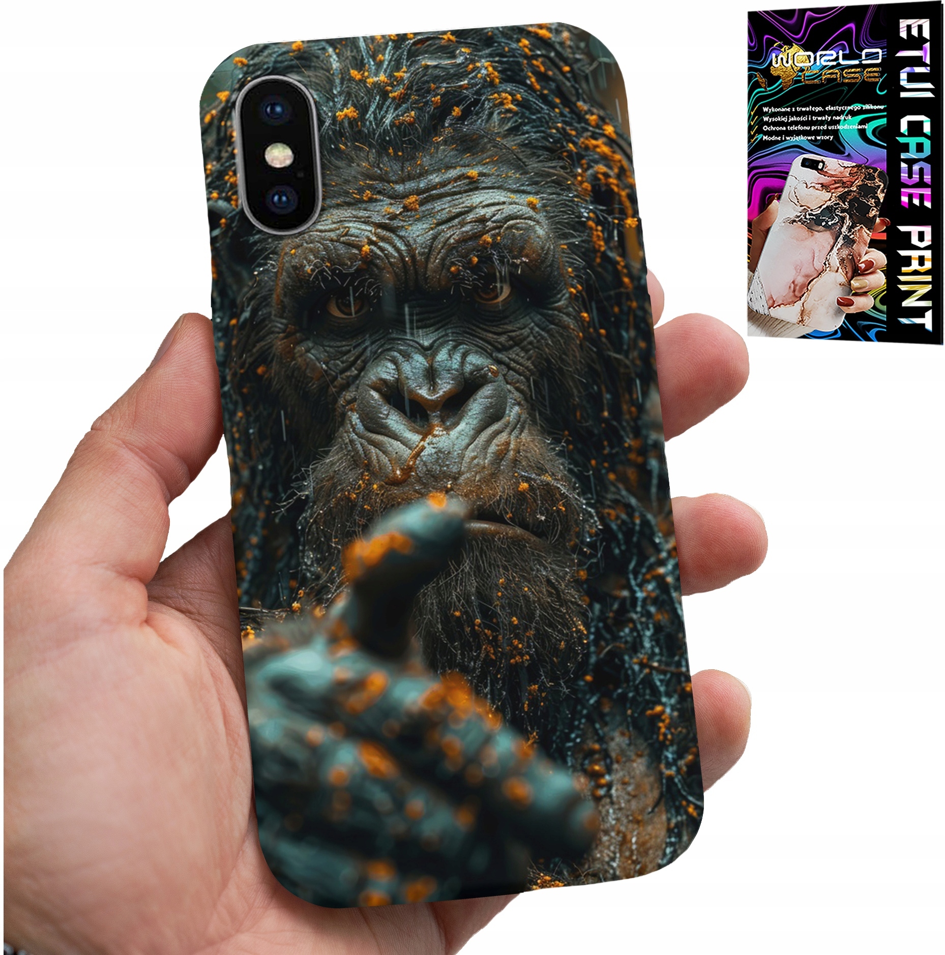 ETUI DO IPHONE XS MAX - MAŁPA, MAŁPKA, GORYL, ZWIERZĘTA + SZKŁO