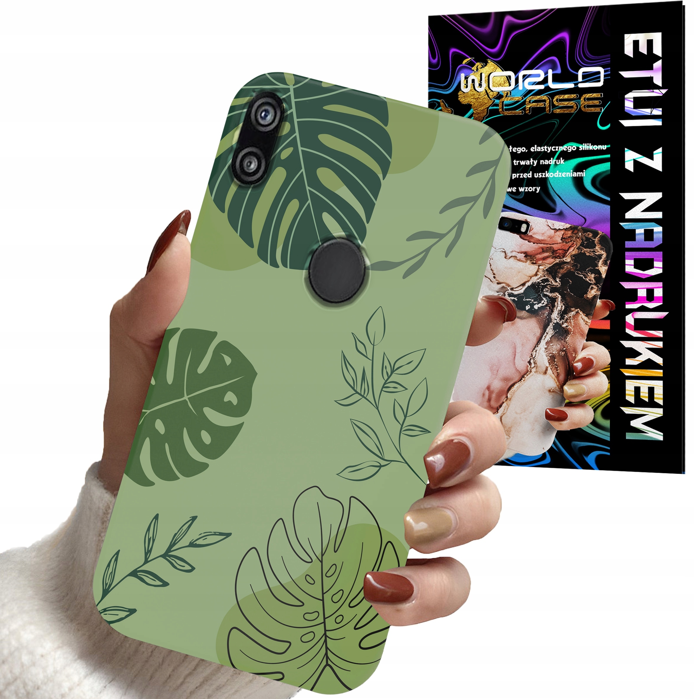 ETUI CASE DO HUAWEI P SMART 2019 - LIŚCIE WZORY DLA KOBIET KWIATY RÓŻE