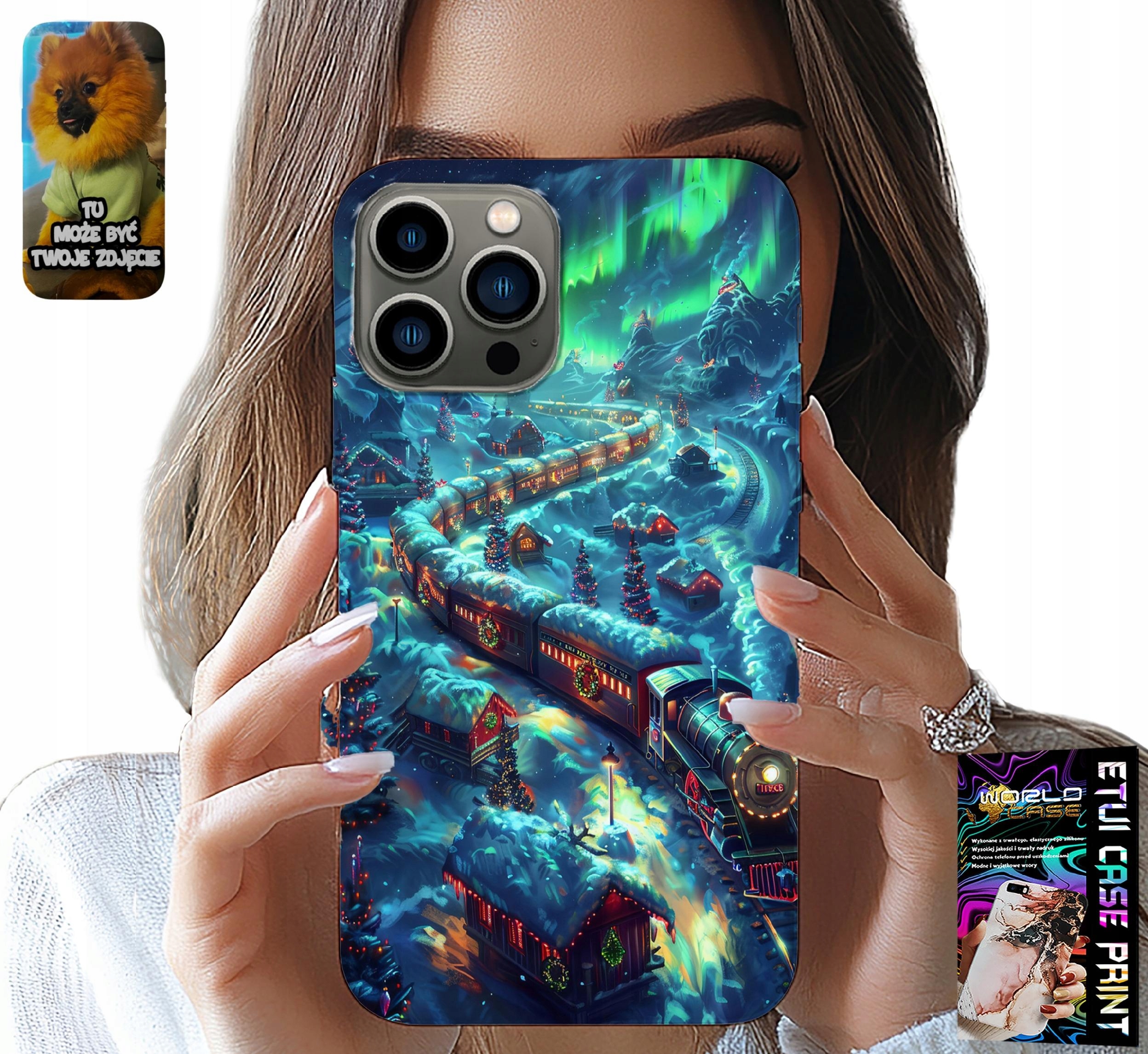 ETUI DO IPHONE 13 PRO - POCIĄG, EKSPRES ŚWIĄTECZNY WZORY + SZKŁO