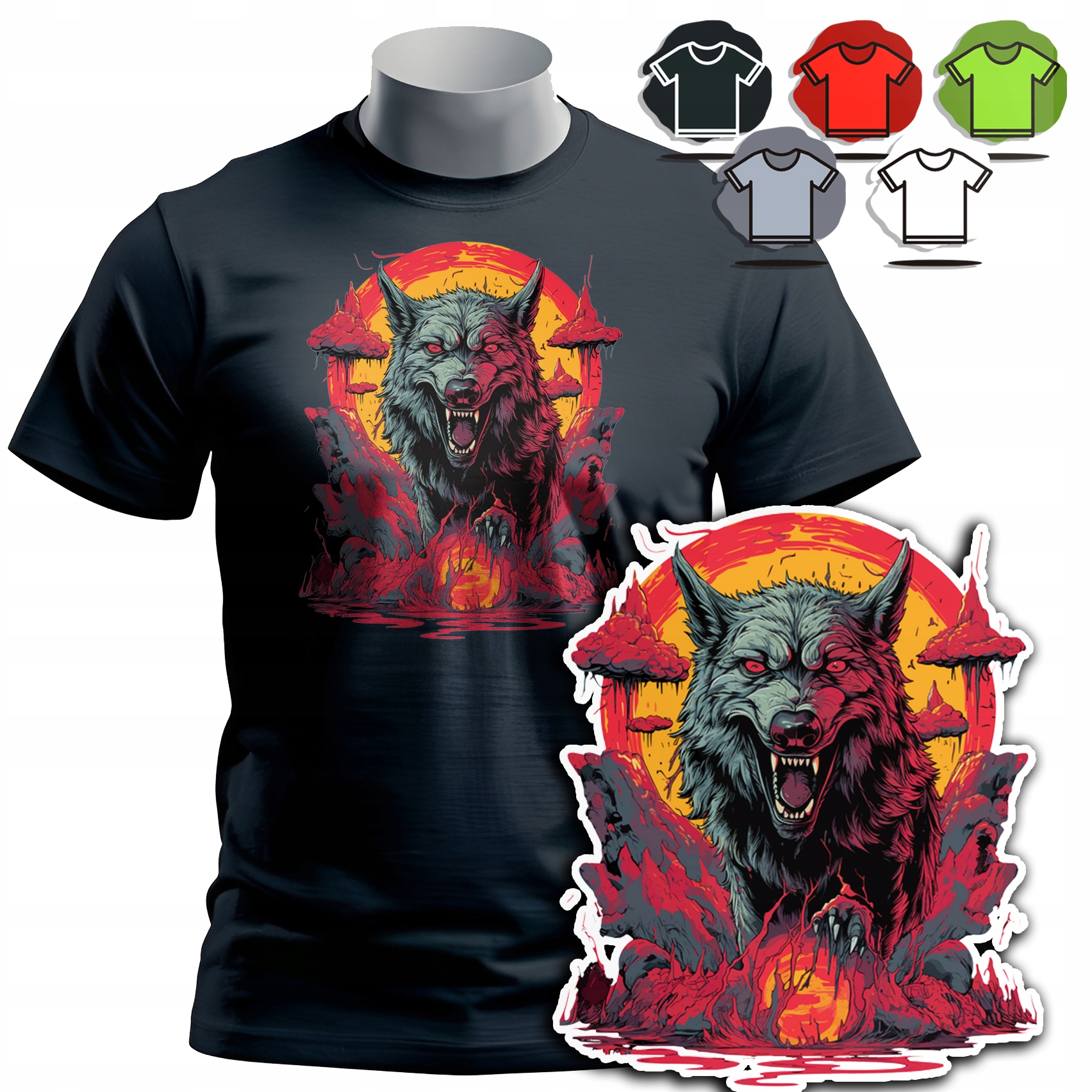 KOSZULKA T-SHIRT MĘSKI WZORY DO WYBORU - WILK WOLF ALFA ZWIERZE SIGMA - S