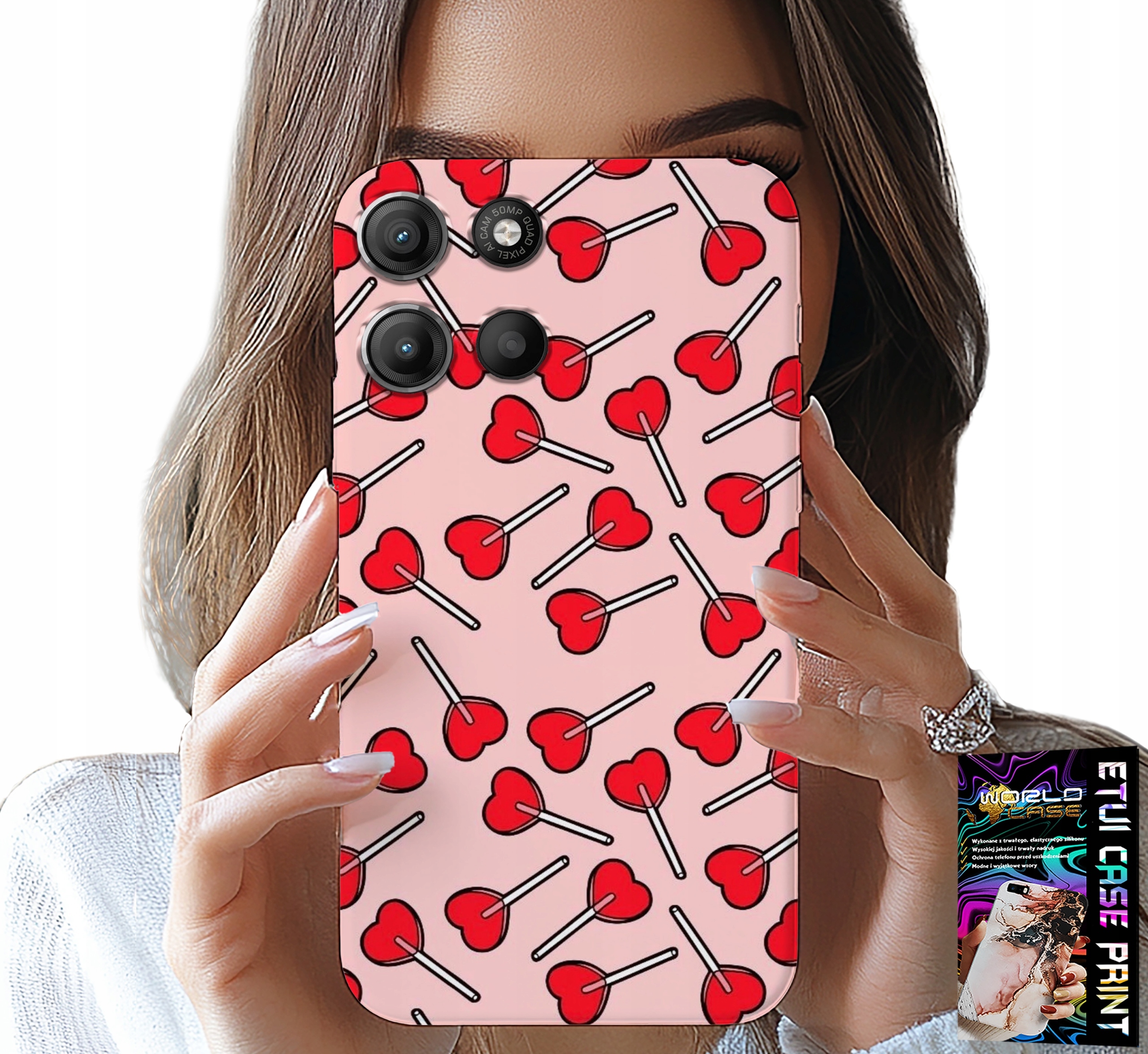 ETUI DO MOTOROLA MOTO G15 - KOBIECE, MODNE WZORY LIZAKI W SERCA CASE