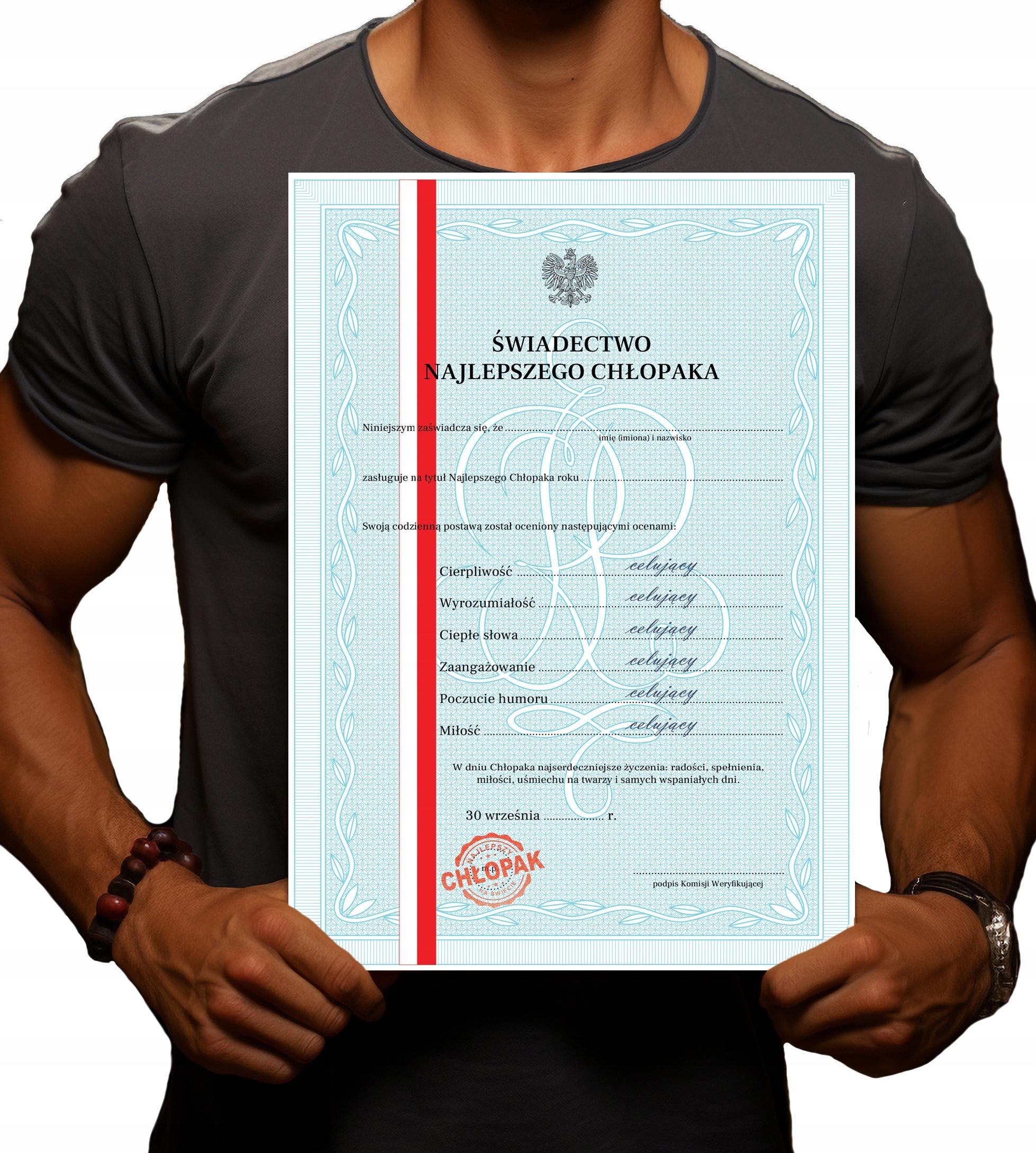 Dyplom na Dzień Chłopaka Upominek świadectwo dla Najlepszego Chłopaka!