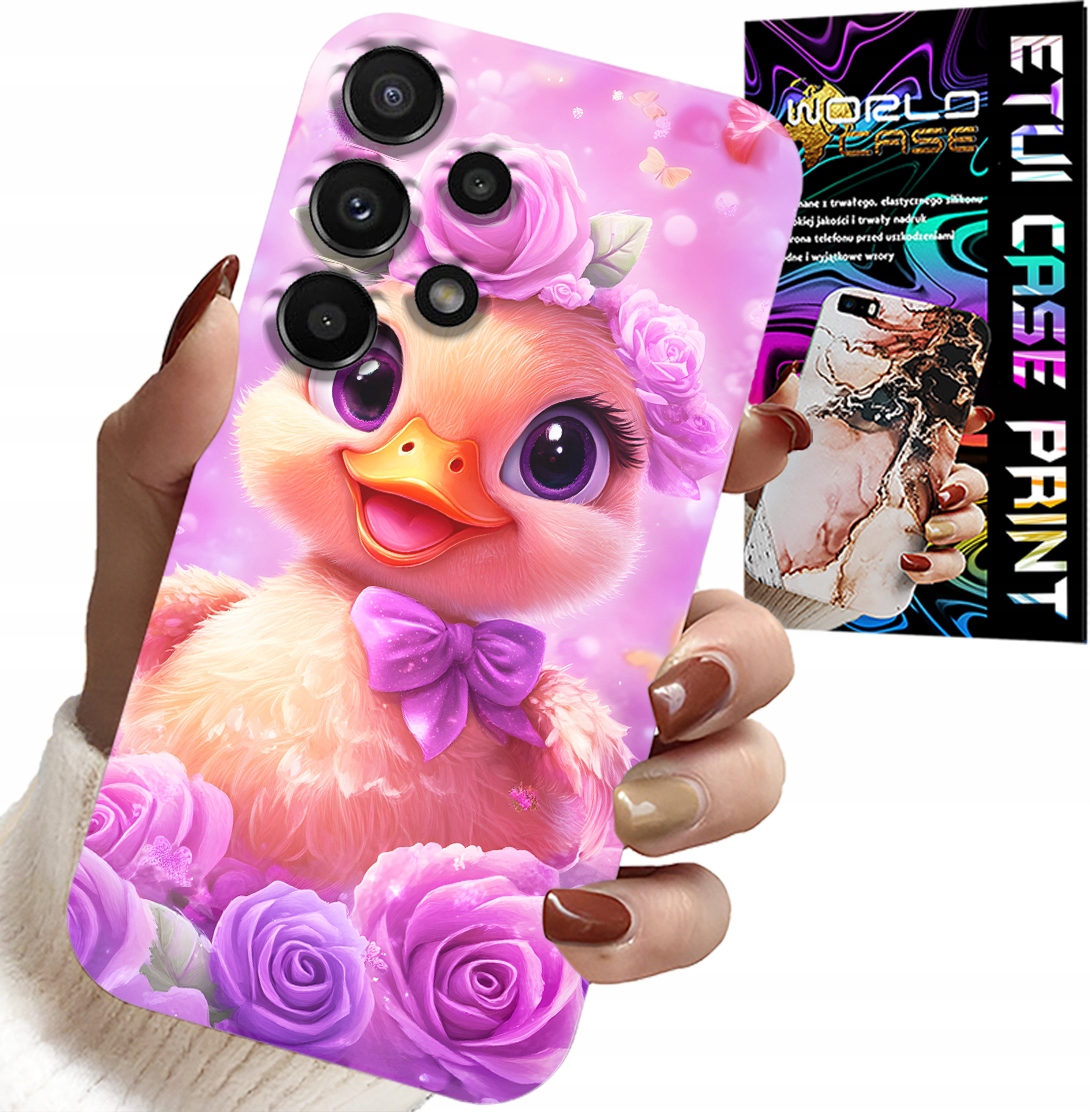 ETUI DO SAMSUNG GALAXY A32 4G - SŁODKA KACZUCHA, KACZKA NA RÓŻOWYM TLE