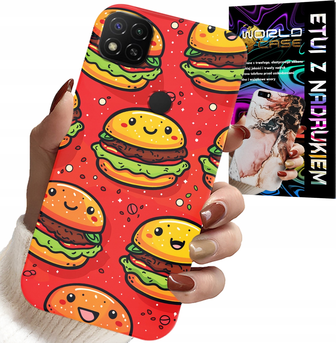 ETUI DO XIAOMI REDMI 9C - SŁODKIE UŚMIECHNIĘTE BURGERY POKROWIEC