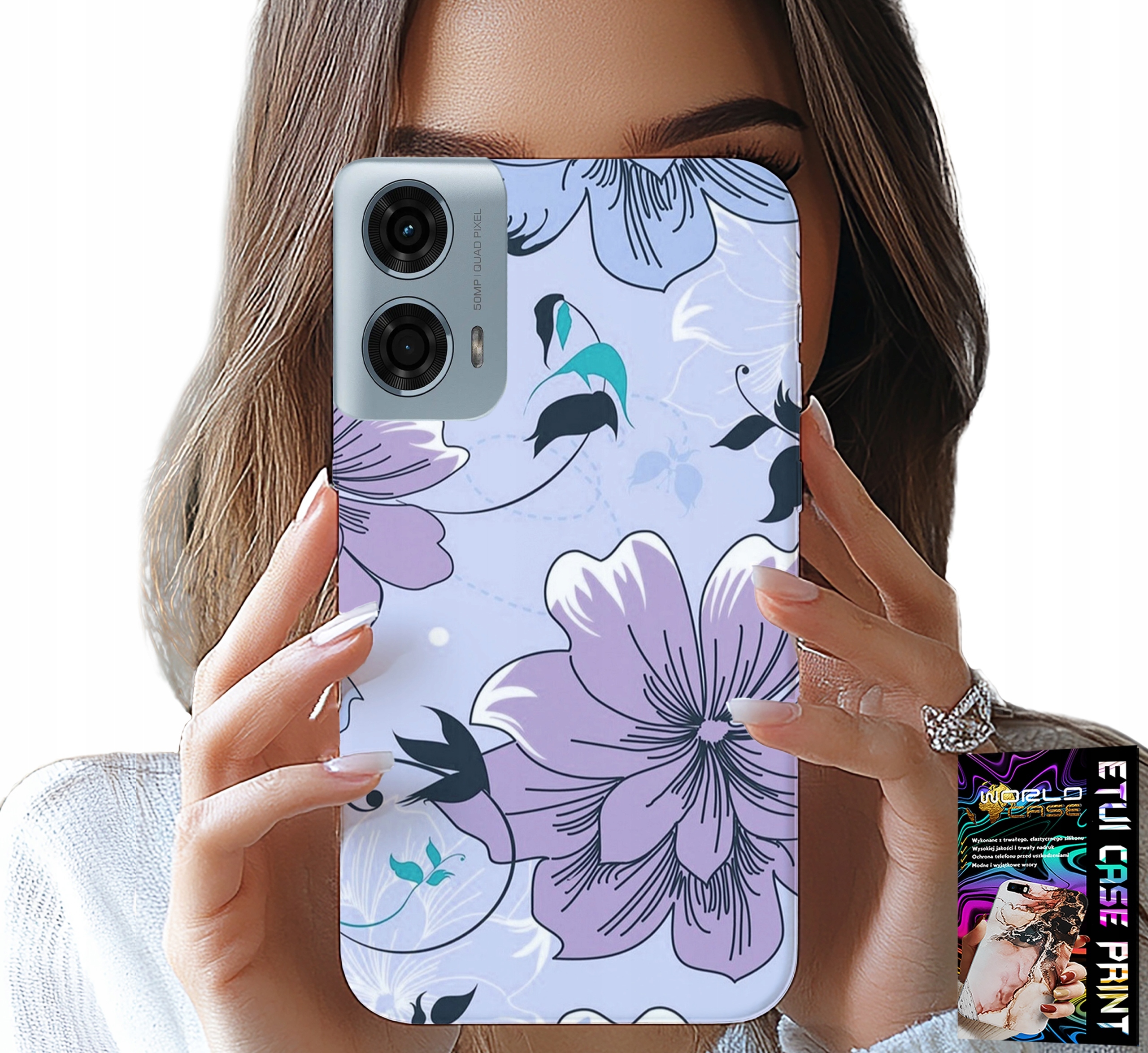 ETUI DO MOTOROLA G24 / G04 - KWIATKI KWIECISTE MODNE WZORY PLECKI