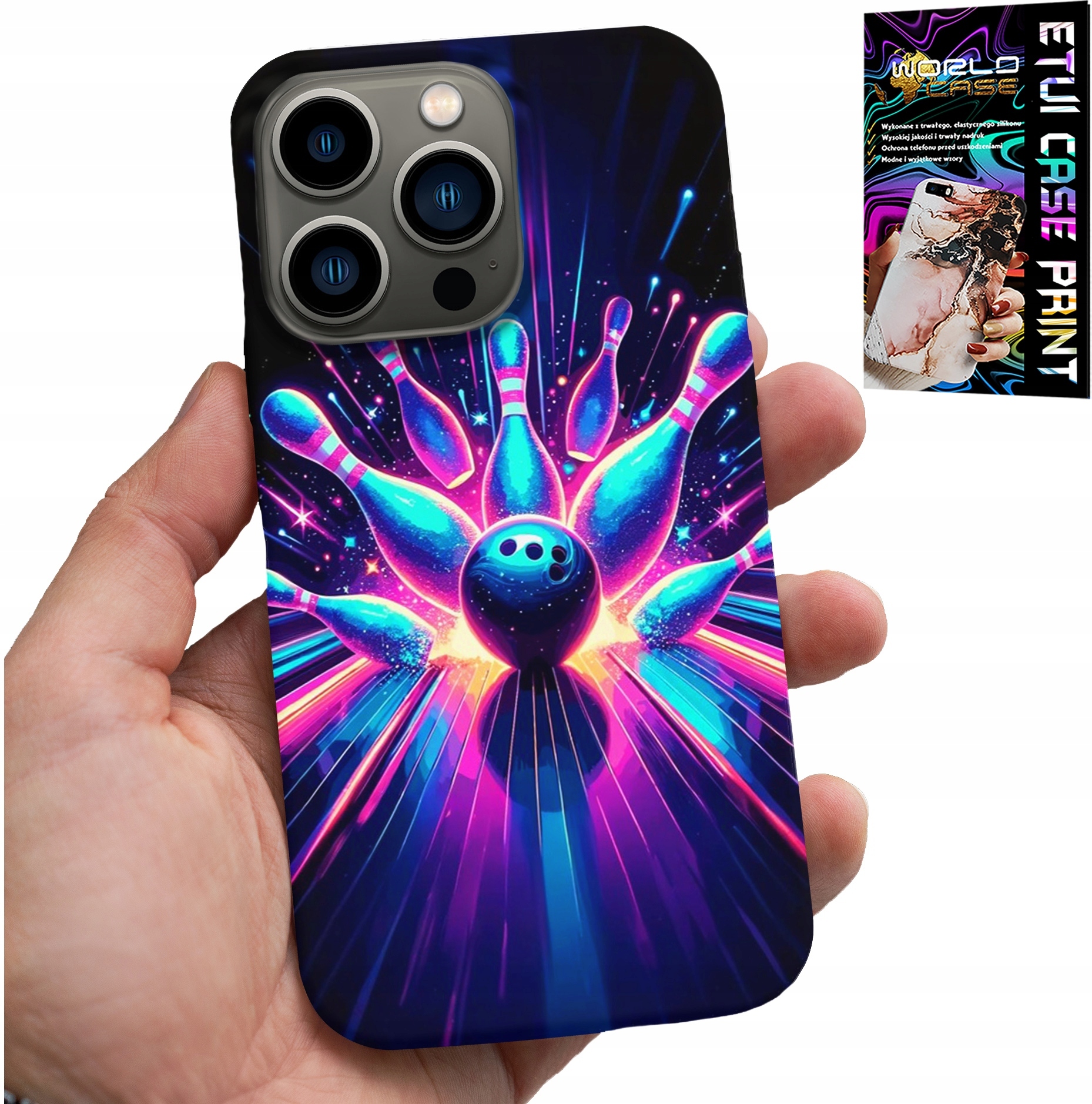 ETUI DO IPHONE 15 PRO MAX - KRĘGLE BOWLING STRIKE POKROWIEC, PLECKI