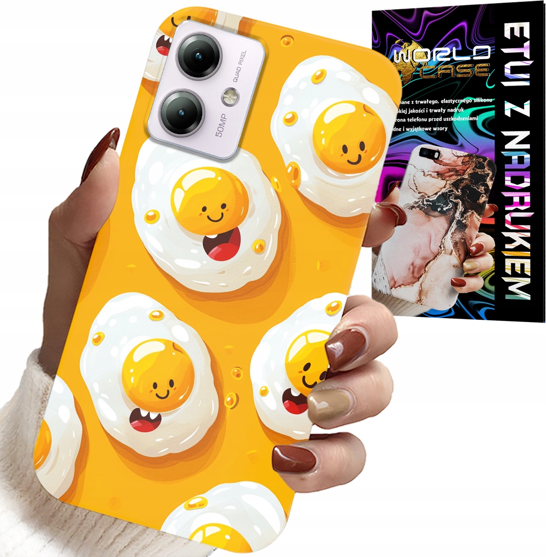 ETUI DO MOTOROLA MOTO G14 - SŁODKIE UŚMIECHNIĘTE JAJKA CASE + FOLIA