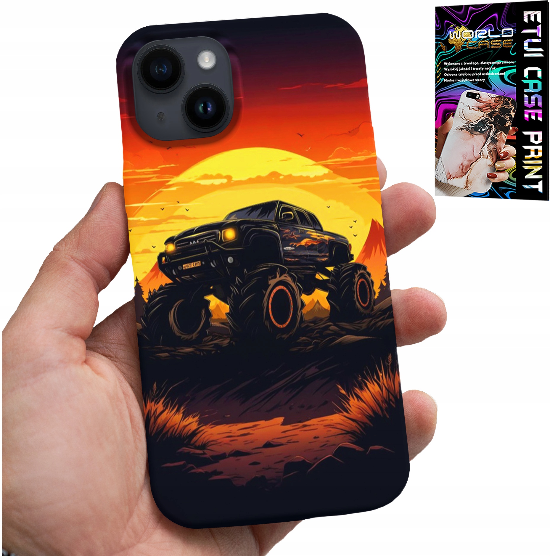 ETUI DO IPHONE 14 PLUS - MONSTERTRUCK, CIĘŻARÓWKA, WZORY + SZKŁO
