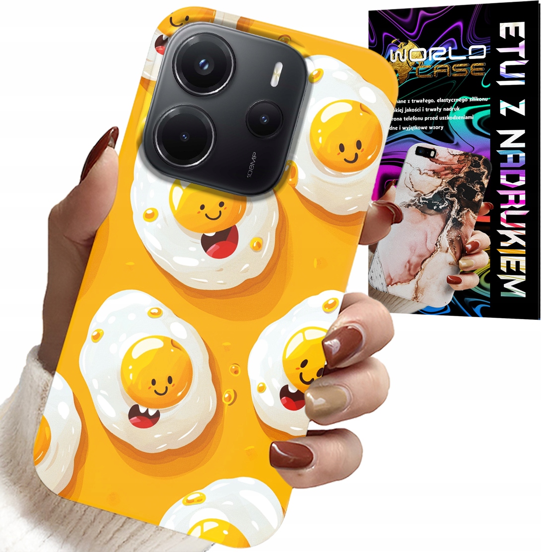 ETUI DO XIAOMI NOTE 14 4G - SŁODKIE UŚMIECHNIĘTE JAJKA CASE + FOLIA