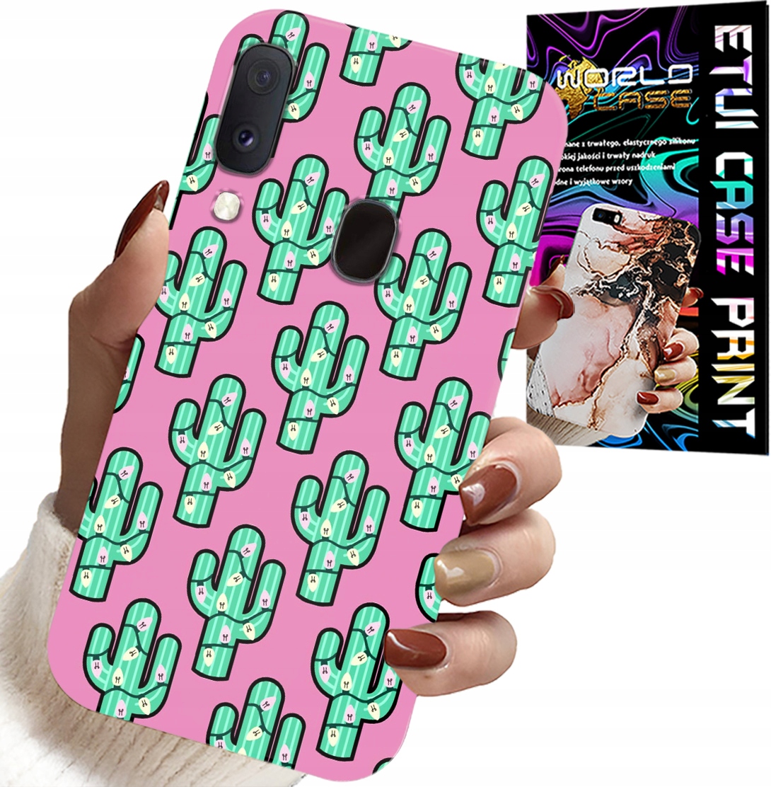 ETUI DO SAMSUNG GALAXY A40 - KAKTUSY, KAKTUS NA RÓŻOWYM TLE + FOLIA