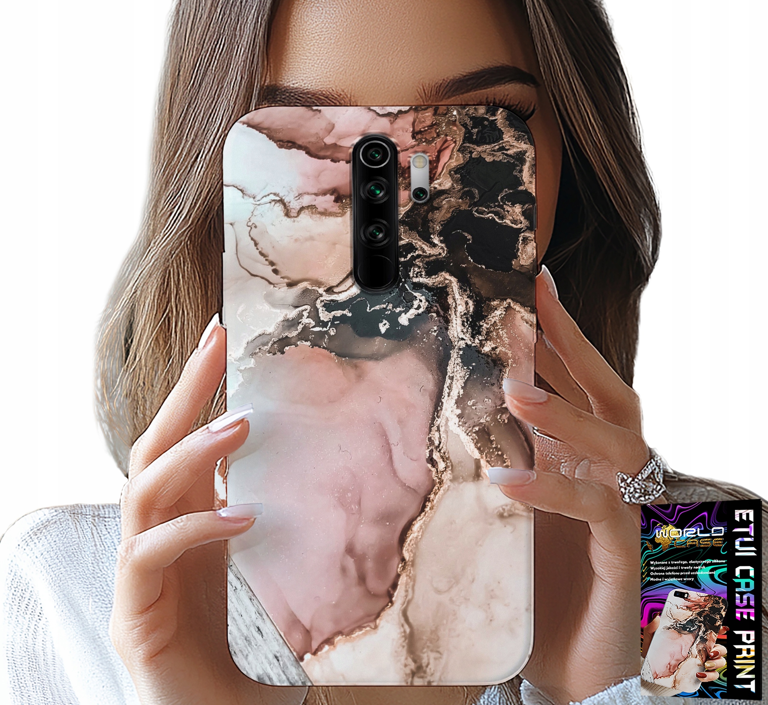 ETUI DO XIAOMI REDMI 9 - ELEGANCKI MARMUREK MODNE WZORY + SZKŁO