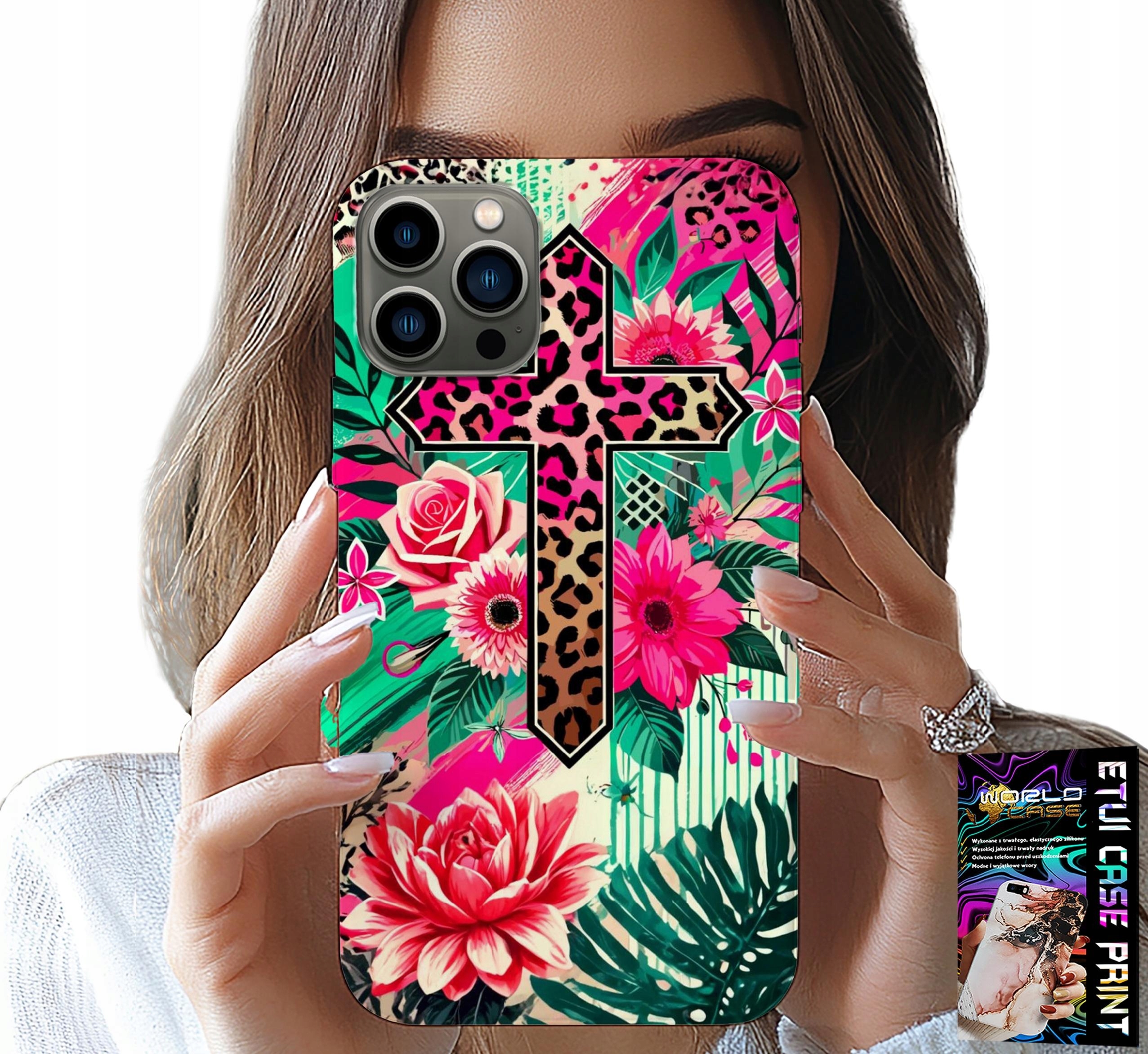 ETUI DO IPHONE 13 PRO MAX - KRZYŻ, RÓŻA CHRZEŚCIJAŃSTWO JEZUS PLECKI