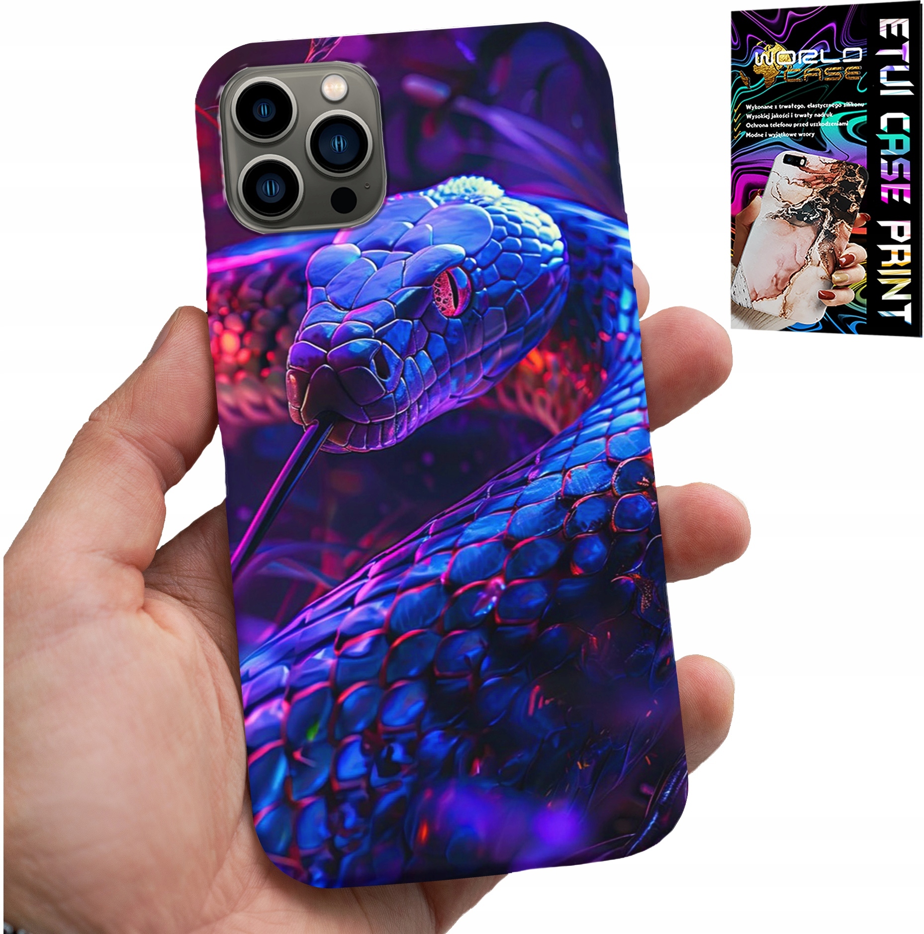 ETUI DO IPHONE 12 PRO - WĄŻ KOBRA GRZECHOTNIK GADY CASE + FOLIA