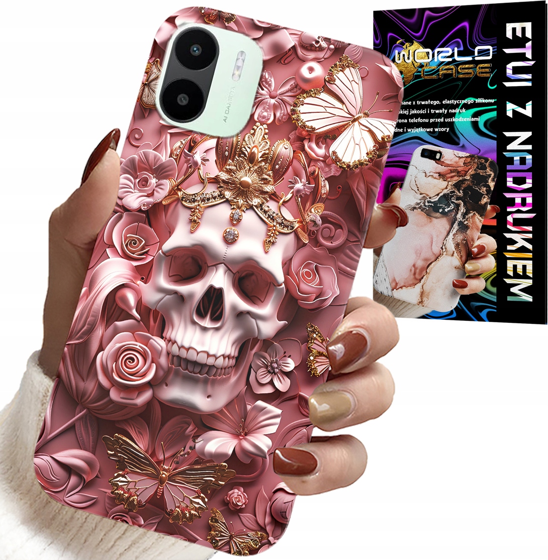 ETUI DO XIAOMI REDMI A2 - KOBIECE, MODNE WZORY, CZASZKA W RÓŻE