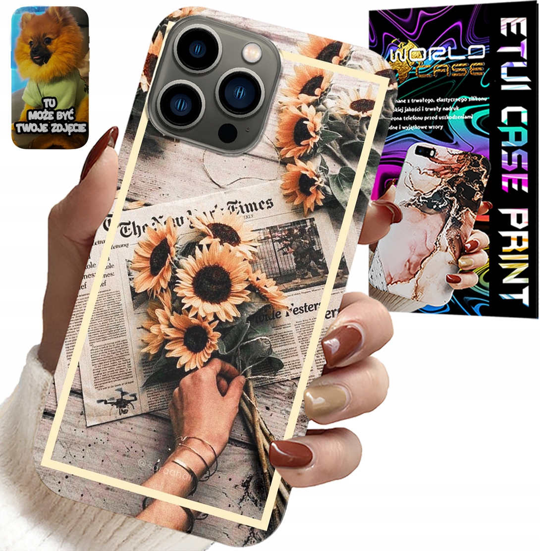 ETUI DO IPHONE 13 PRO - KWIATISTY WZÓR SŁONECZNIK SŁONECZNIKI