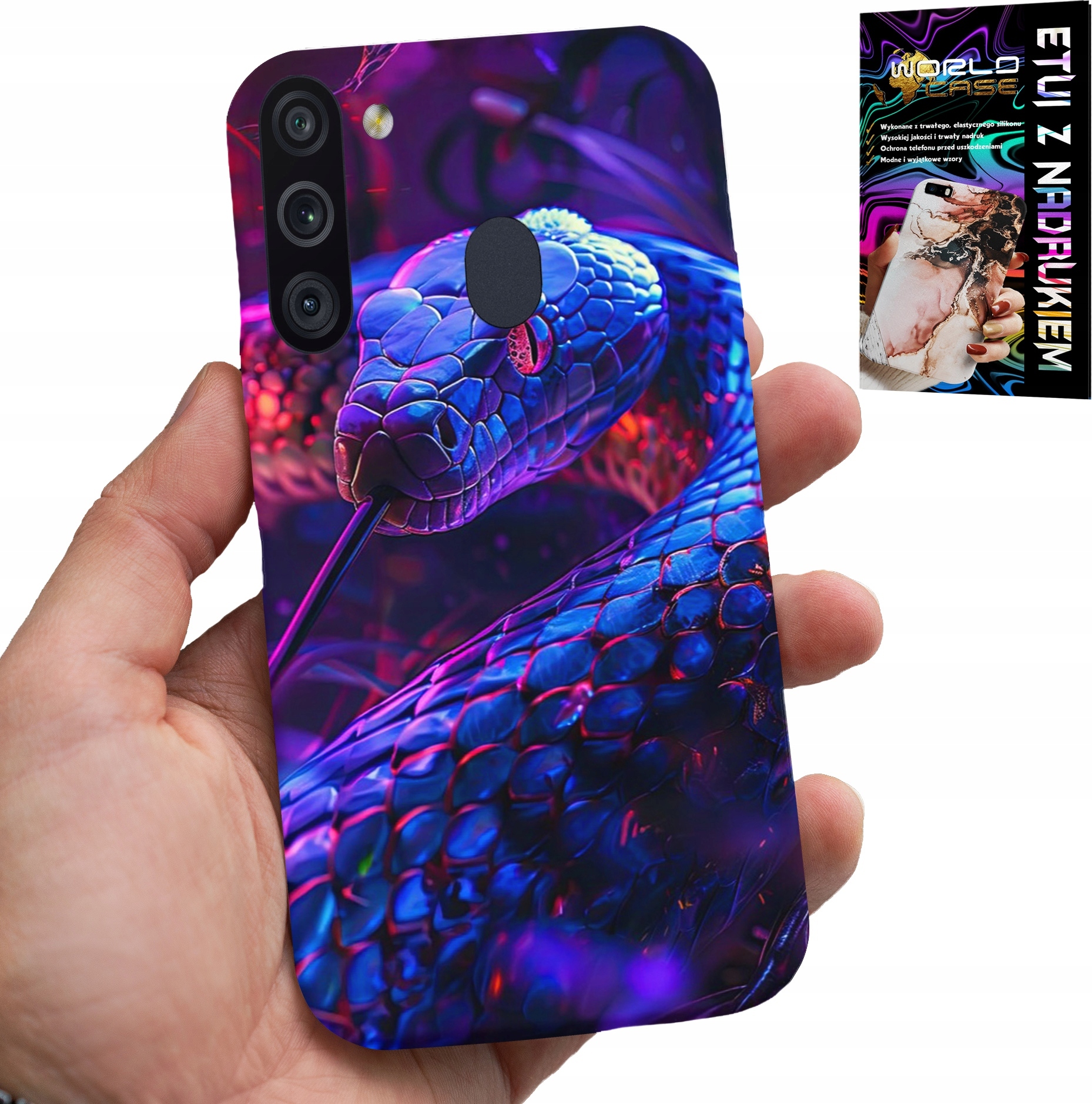 ETUI DO SAMSUNG GALAXY A21 - WĄŻ KOBRA GRZECHOTNIK GADY CASE + FOLIA