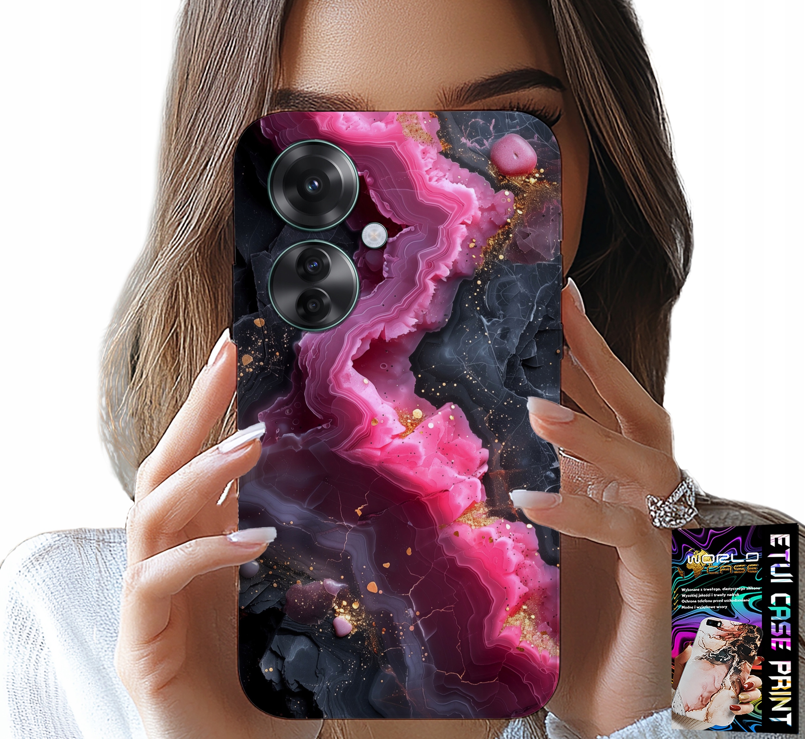 ETUI DO OPPO RENO11 F 5G - RÓŻOWY MARMUREK PLECKI, MODNE WZORY