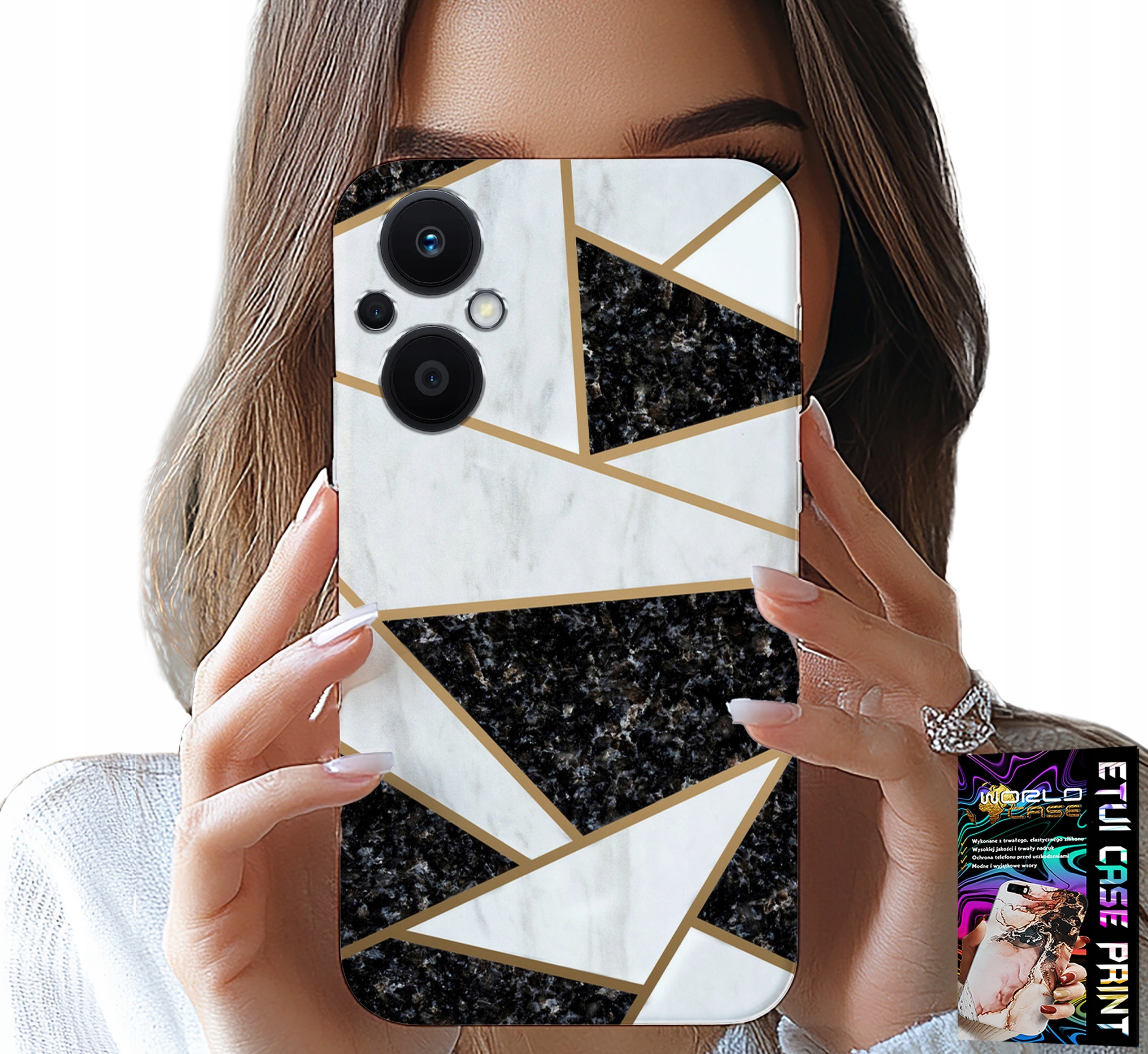 ETUI DO OPPO RENO7 LITE 5G - ELEGANCKIE MODNE WZORY CASE + SZKŁO