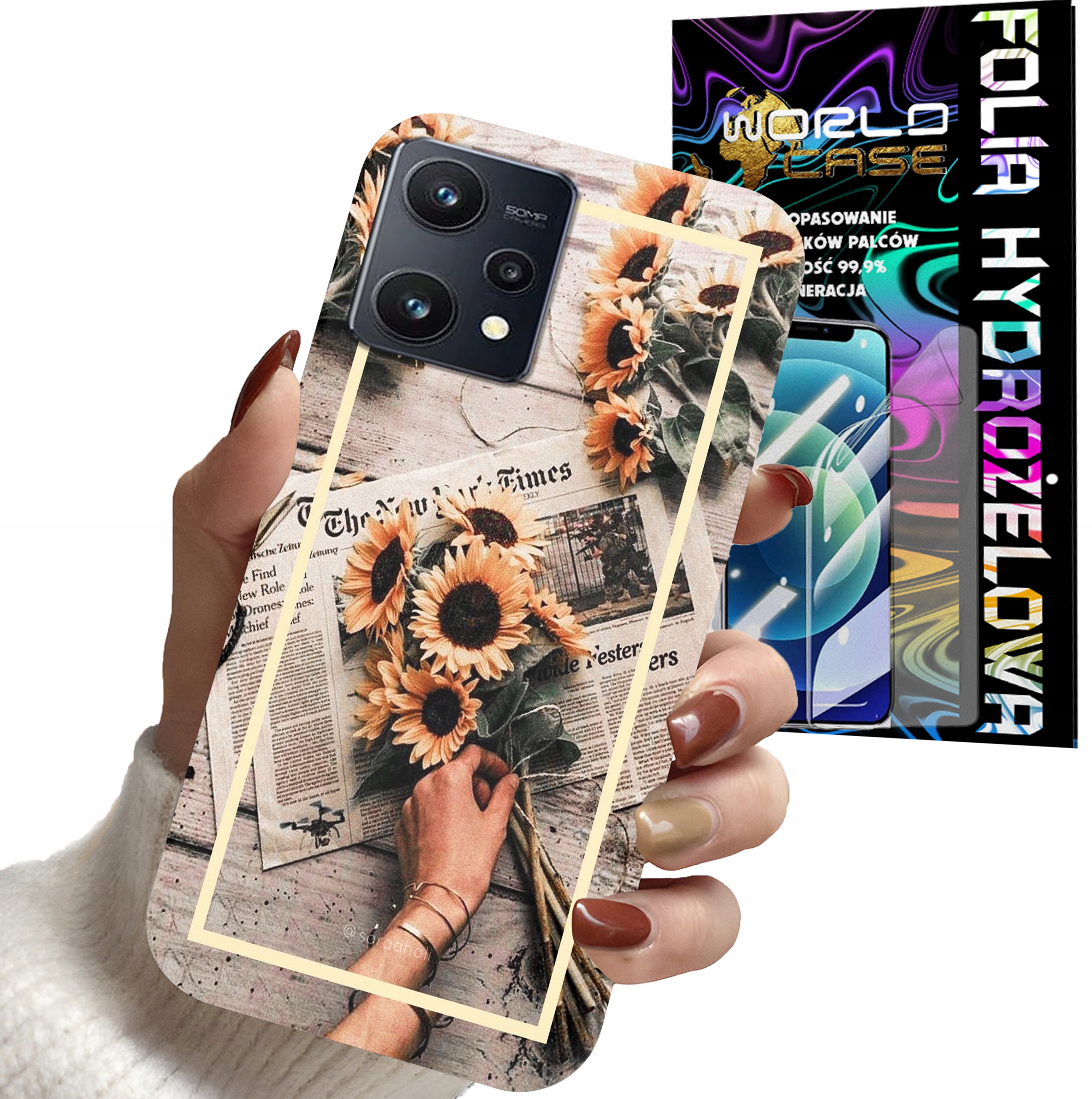 ETUI DO REALME 9 PRO - SŁONECZNIK KWIATY DLA KOBIET PLECKI + FOLIA