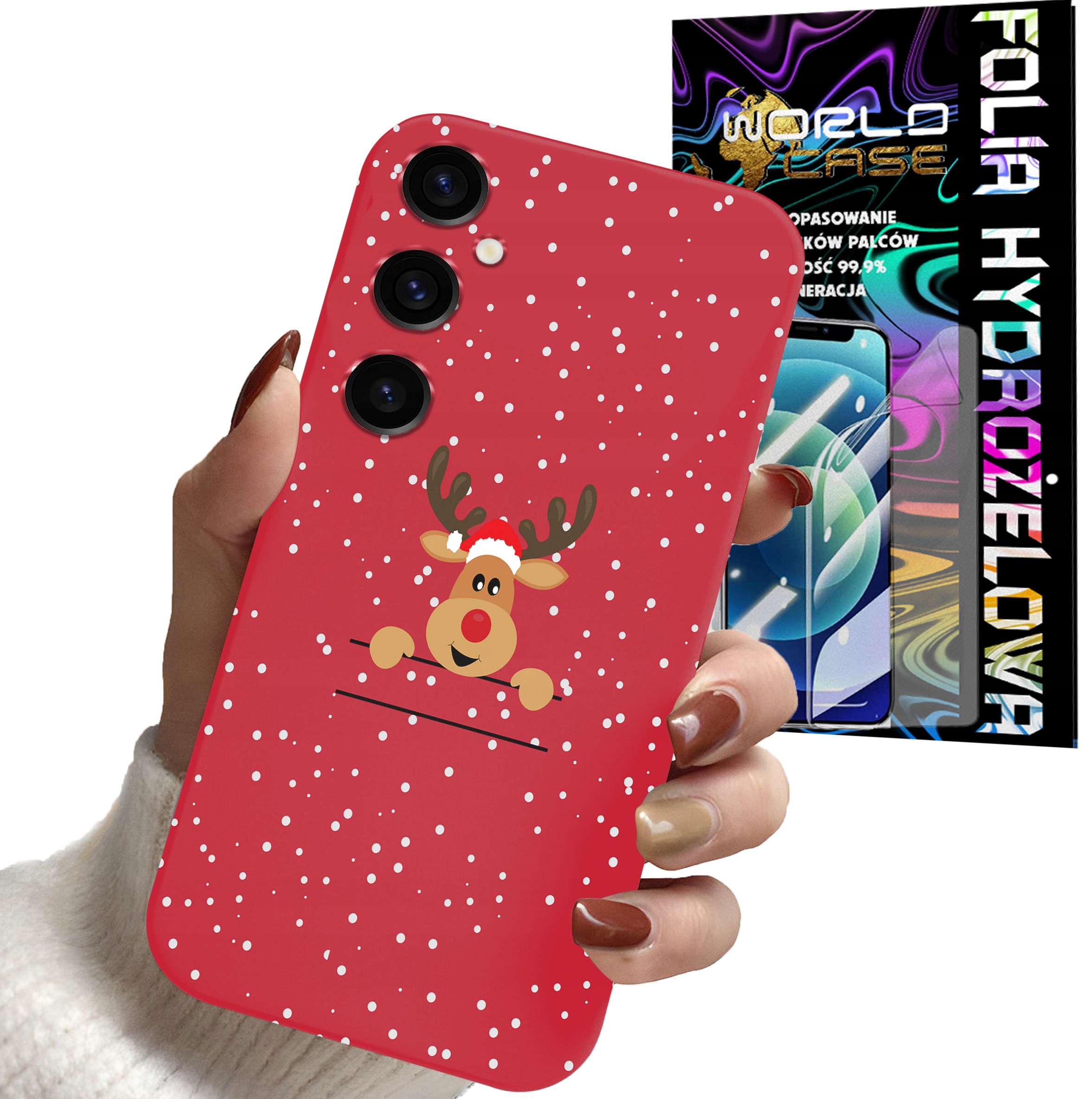 ETUI CASE DO SAMSUNG S24 FE - ŚWIĄTECZNE WZORY RENIFER PLECKI + FOLIA