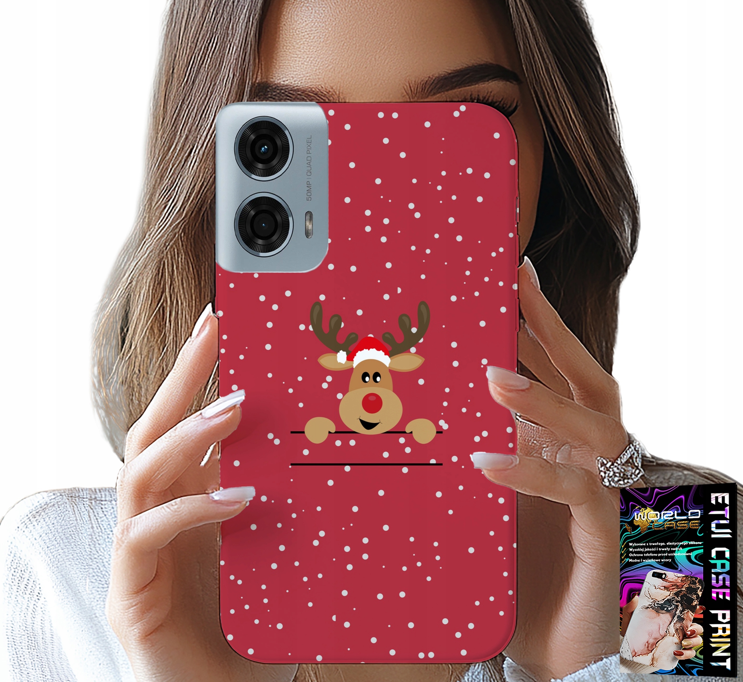 ETUI DO MOTOROLA G34 5G - ŚWIĄTECZNY RENIFER MIKOŁAJ ŚWIĘTA +FOLIA