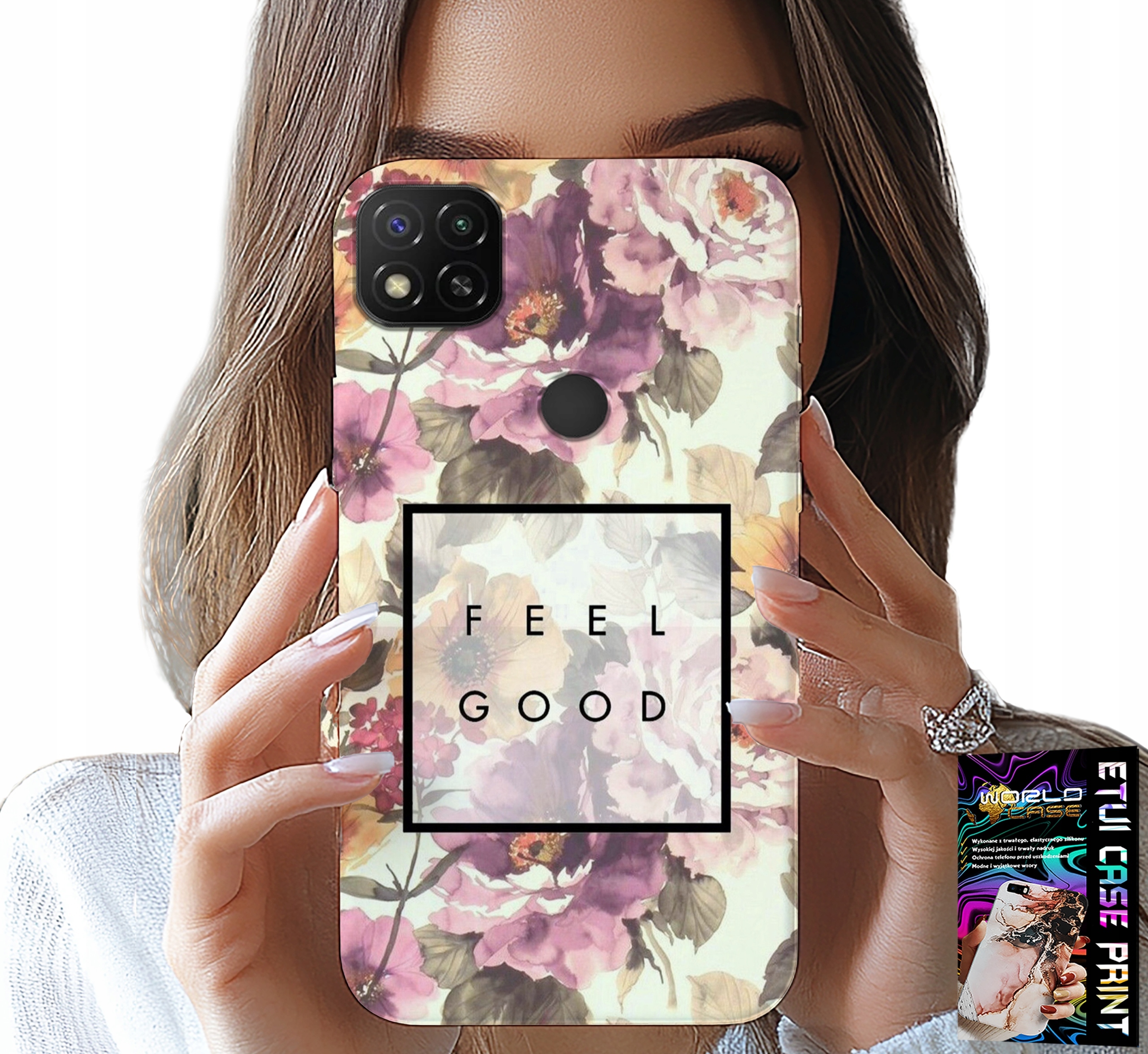 ETUI DO XIAOMI REDMI 9C - KWIATISTY WZÓR, MODNE DAMSKIE + SZKŁO