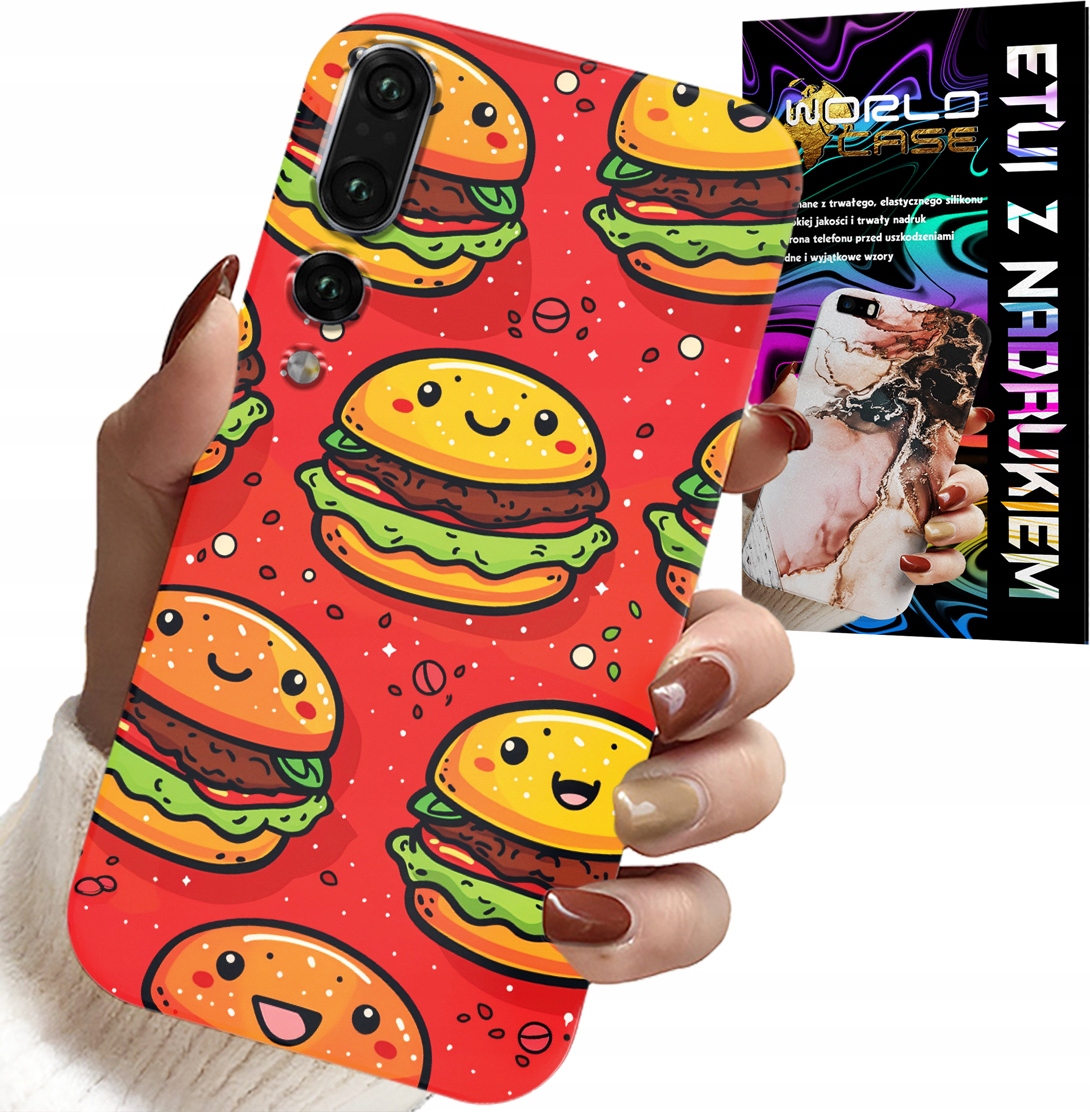 ETUI DO HUAWEI P20 PLUS - SŁODKIE UŚMIECHNIĘTE BURGERY POKROWIEC