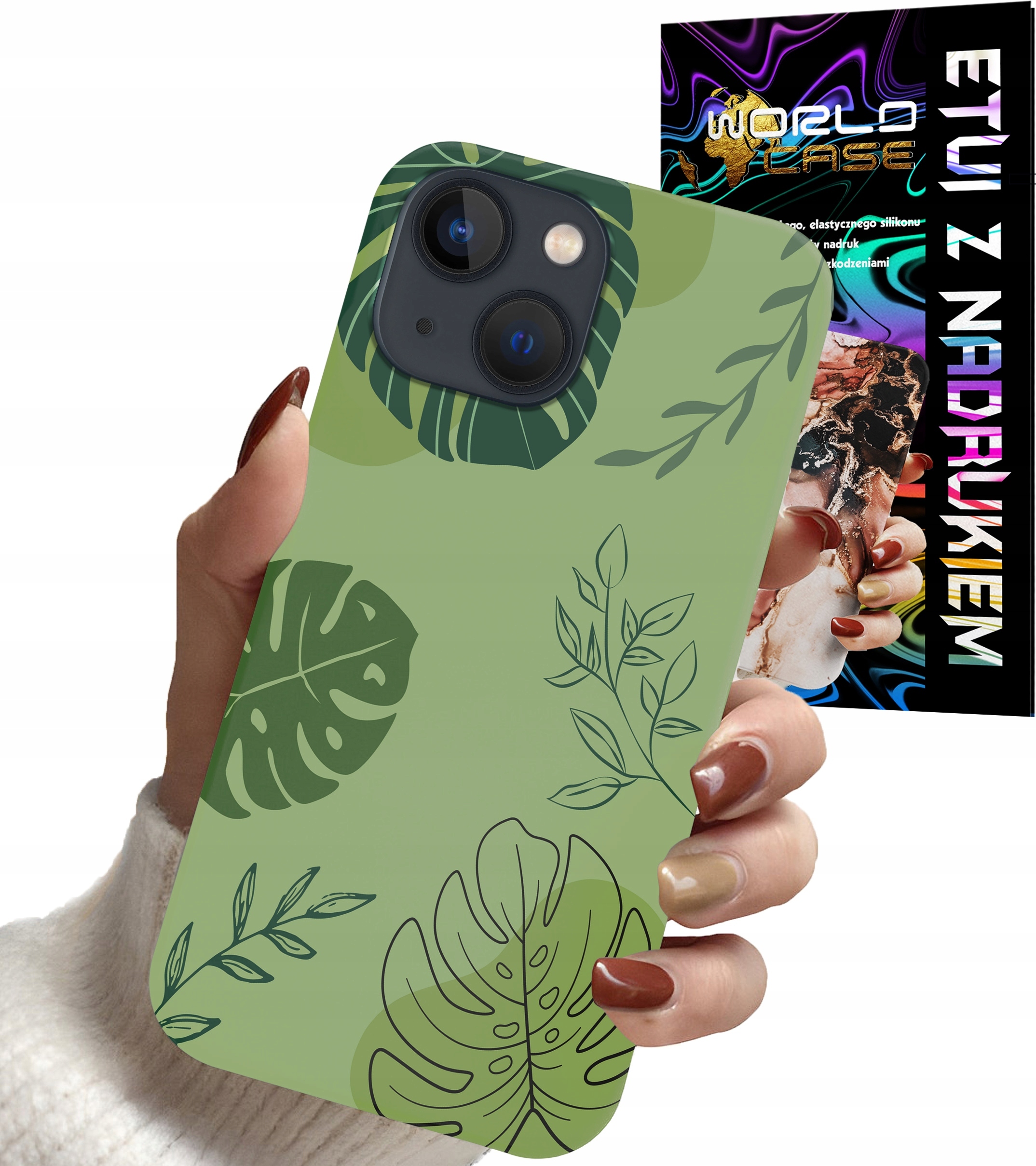 ETUI CASE DO IPHONE 15 PLUS - LIŚCIE WZORY DLA KOBIET KWIATY RÓŻE