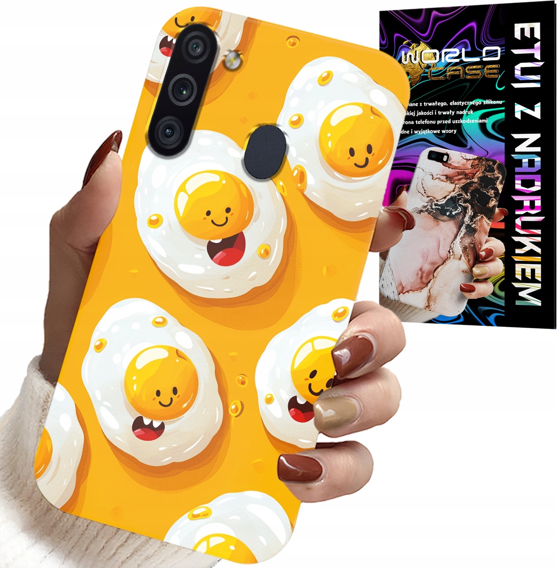 ETUI DO SAMSUNG GALAXY A21 - SŁODKIE UŚMIECHNIĘTE JAJKA CASE + FOLIA