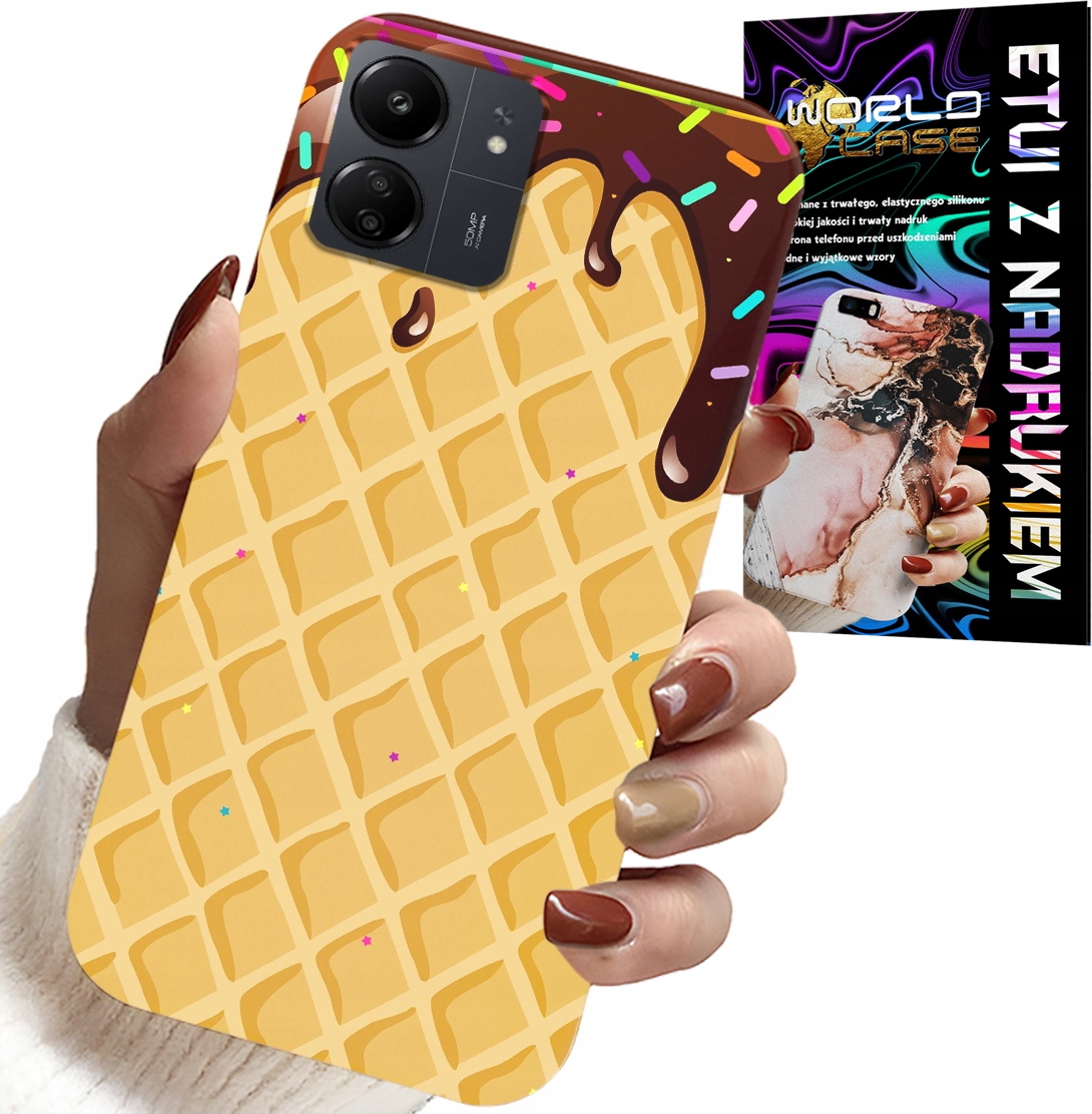 ETUI DO XIAOMI REDMI 13C 4G - Z MOTYWEM WAFLA Z POLEWĄ CZEKOLADOWĄ