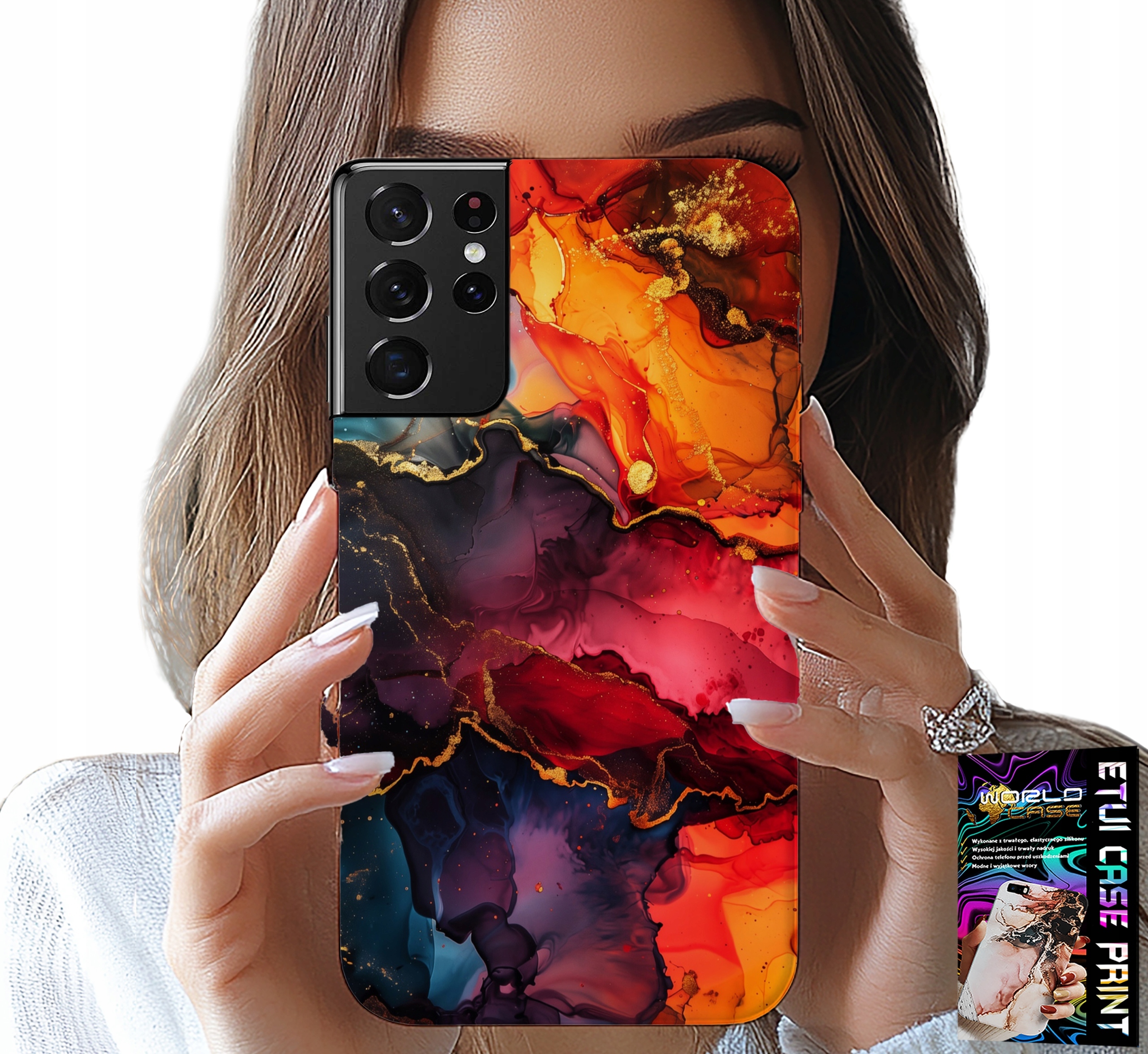 ETUI DO SAMSUNG GALAXY S21 Ultra - KAMIENNE WZORY, OBUDOWA CASE + FOLIA