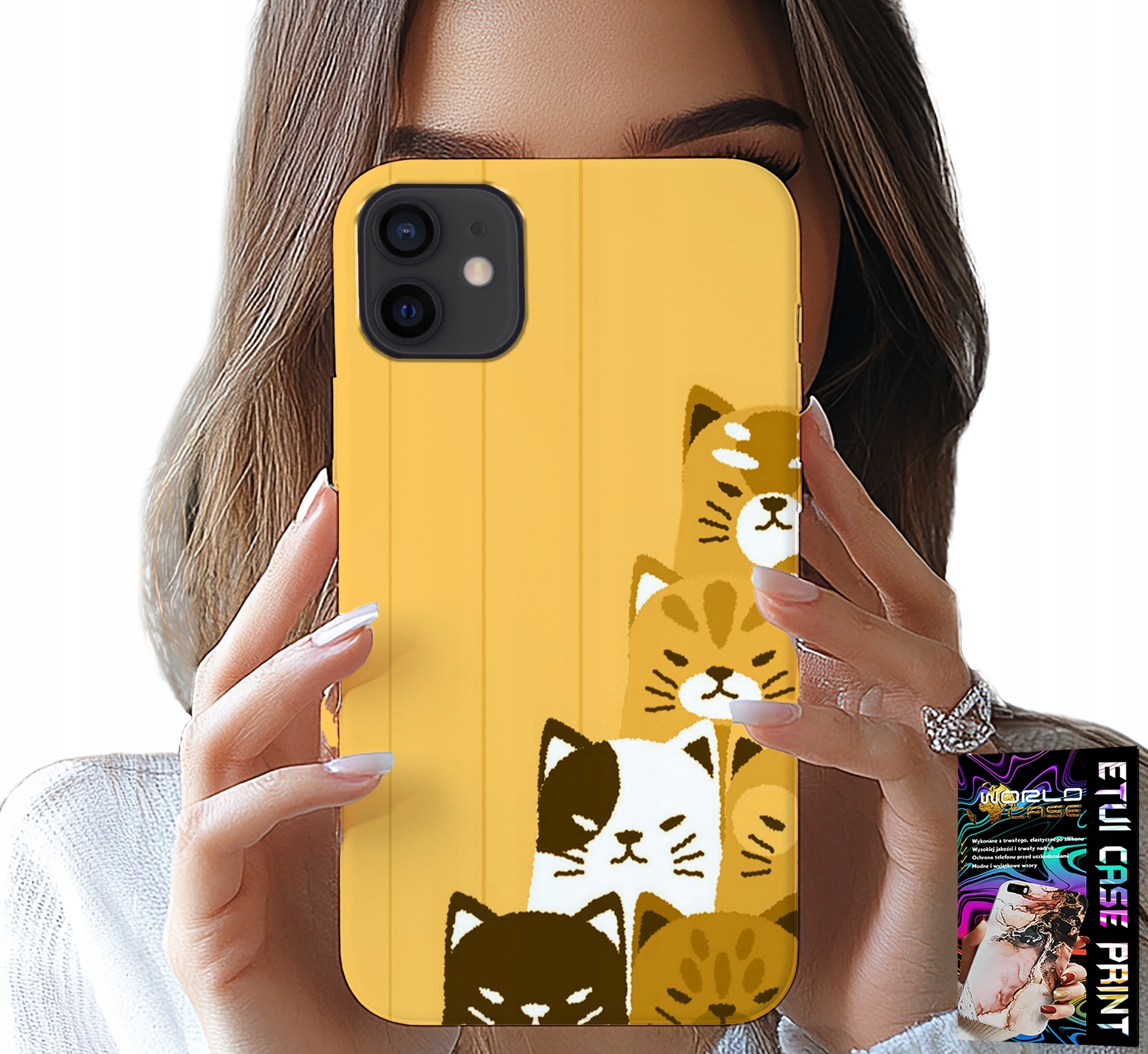 ETUI DO IPHONE 12 MINI - LOVE CAT, WZORY Z KOTAMI, CASE + SZKŁO