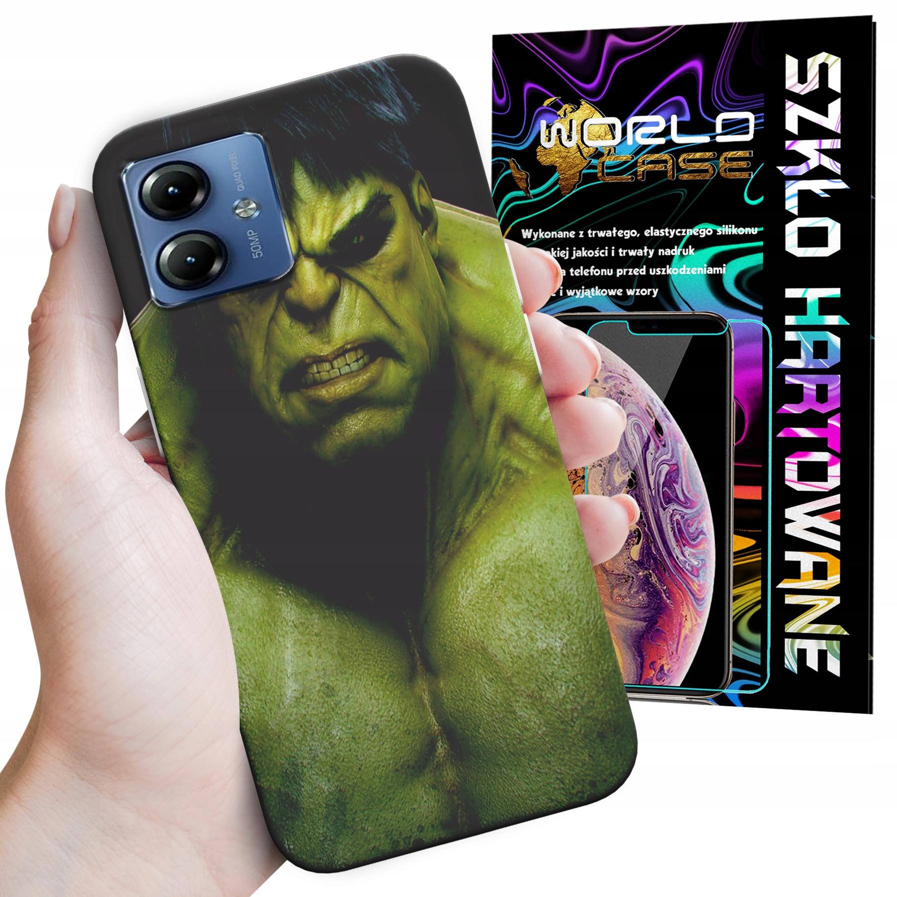 ETUI DO MOTOROLA MOTO G14 - HULK AVENGERS SPIDERMAN MARVEL + SZKŁO