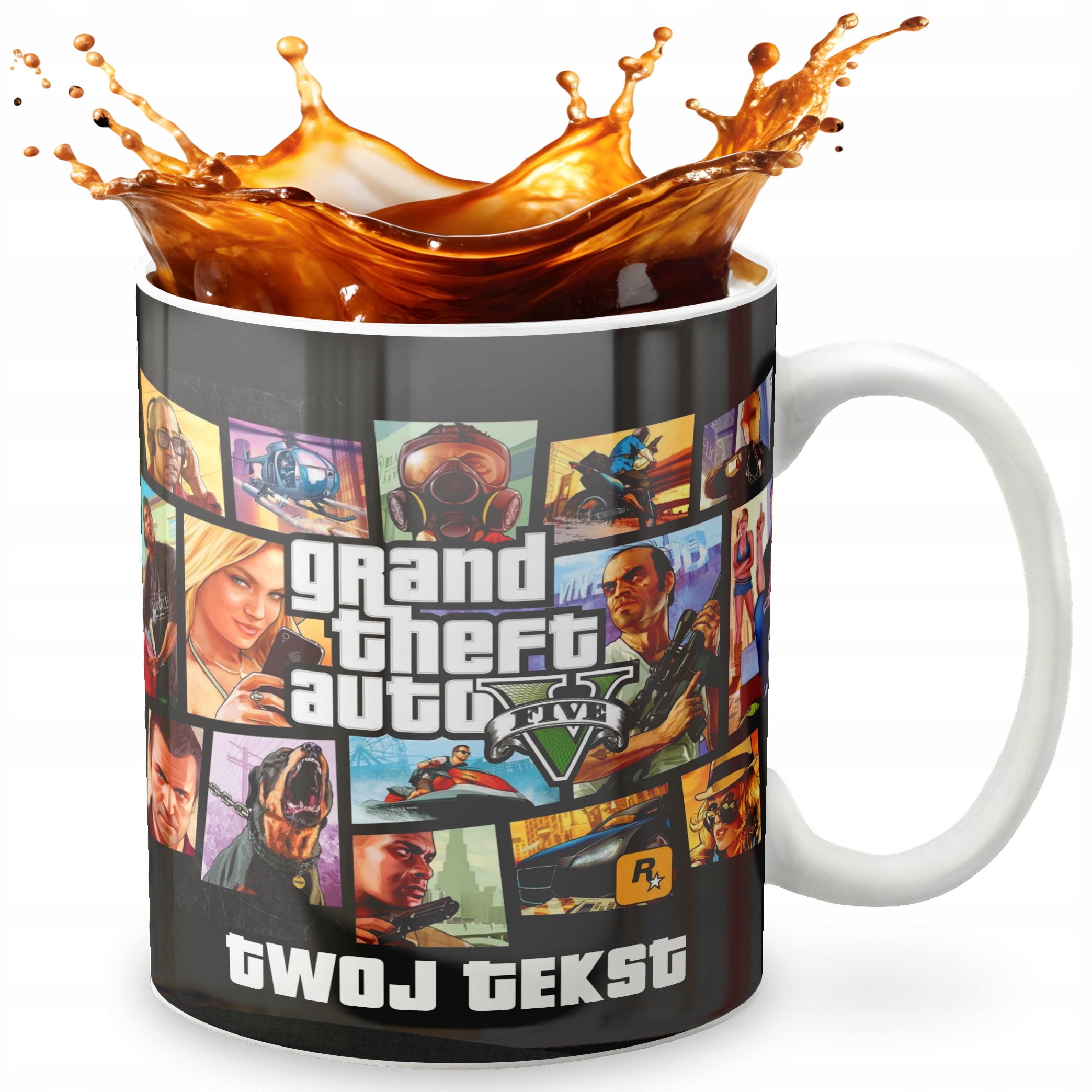 KUBEK 330ml GRAFIKA PREZENT ŚWIĘTA WZÓR - GRA GRAND THEFT + IMIĘ